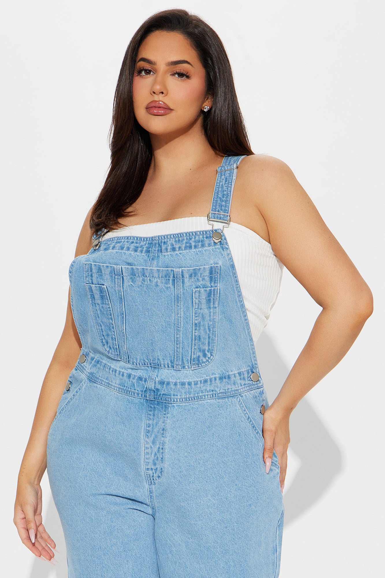 Matching My Energy Wide Leg Overalls - Medium Wash - Image 5
