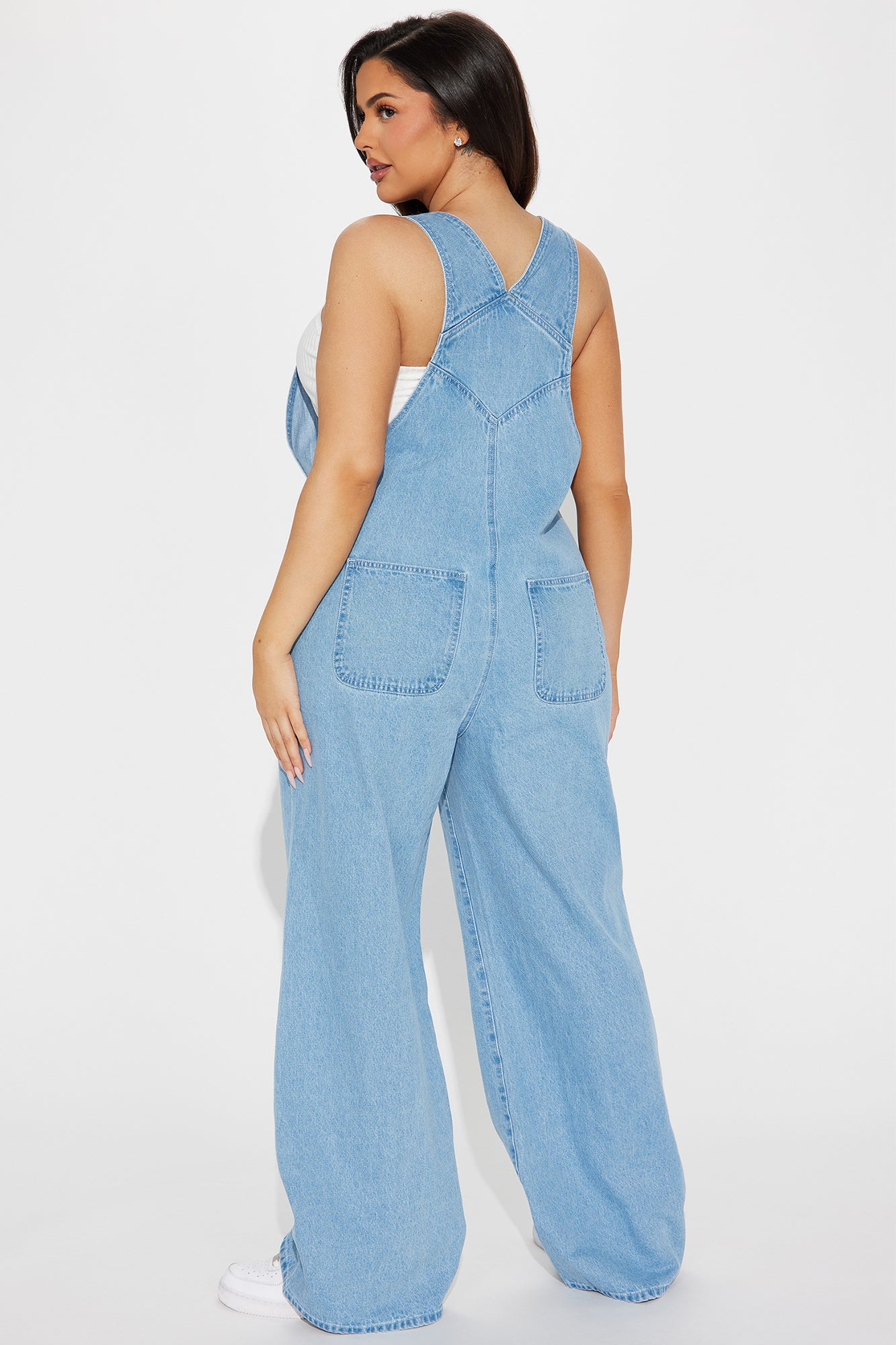 Matching My Energy Wide Leg Overalls - Medium Wash - Image 6