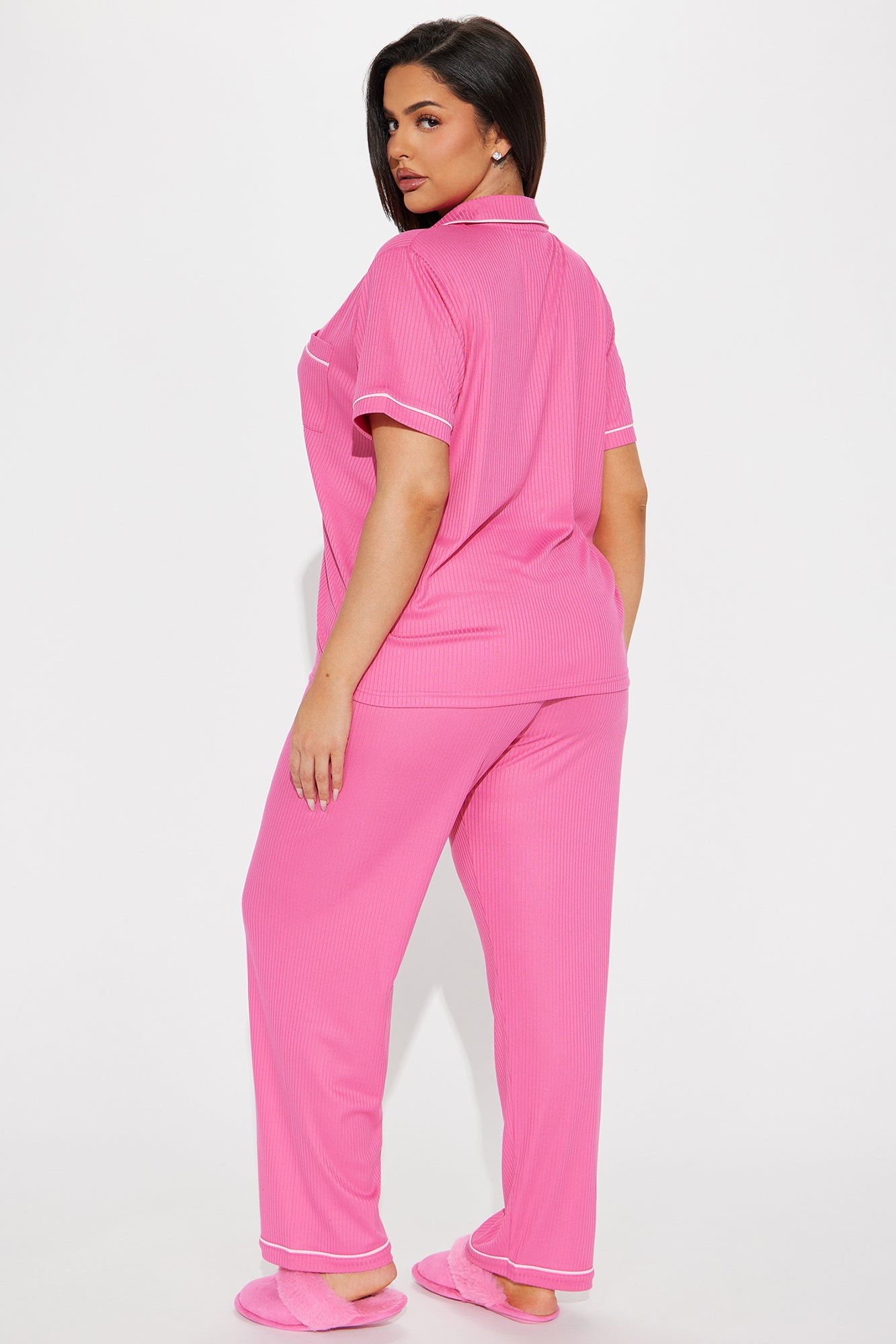 Chill Vibes Only Ribbed PJ Pant Set - Hot Pink/combo - Image 6