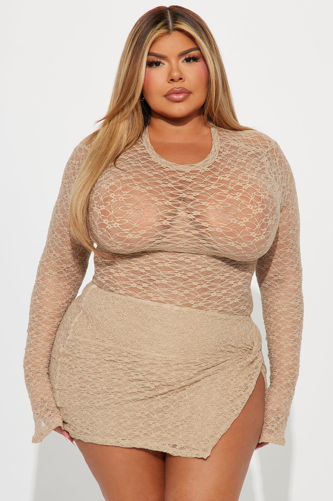 Dreamy Romance Lace Skirt Set - Taupe - Image 8