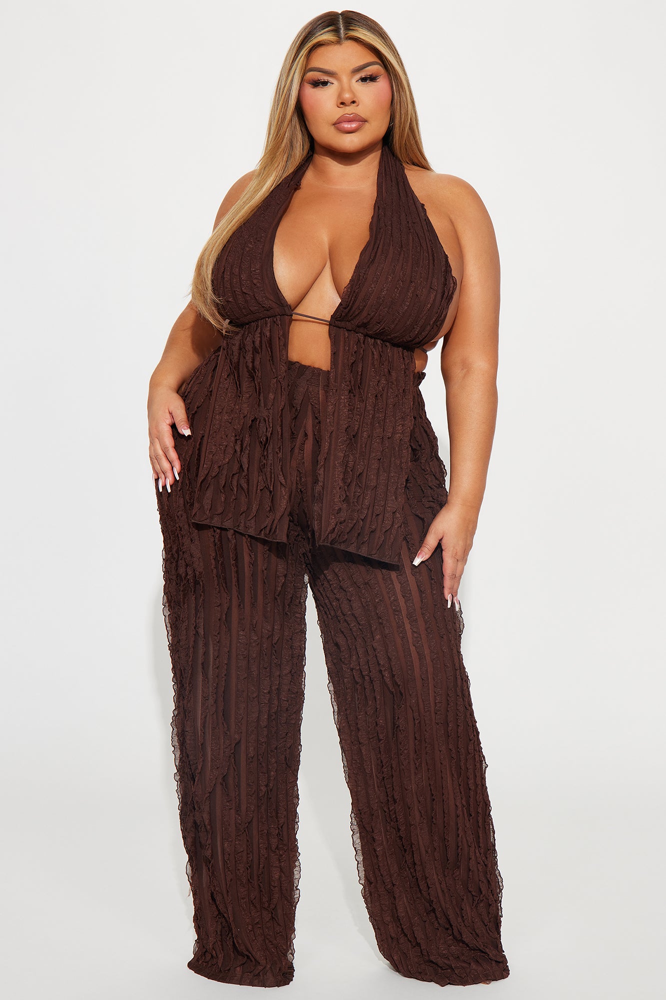 Looking For More Mesh Pant Set - Brown - Image 6