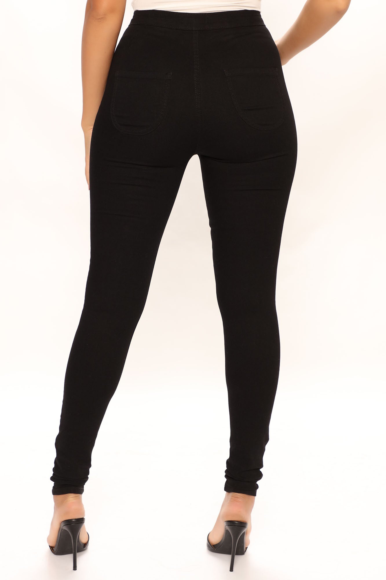 Tall Super High Waist Denim Skinnies - Black - Image 4