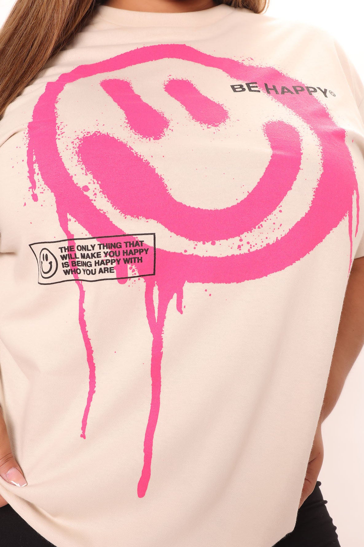 Be Nice Smiley Face Tee - Nude - Image 6
