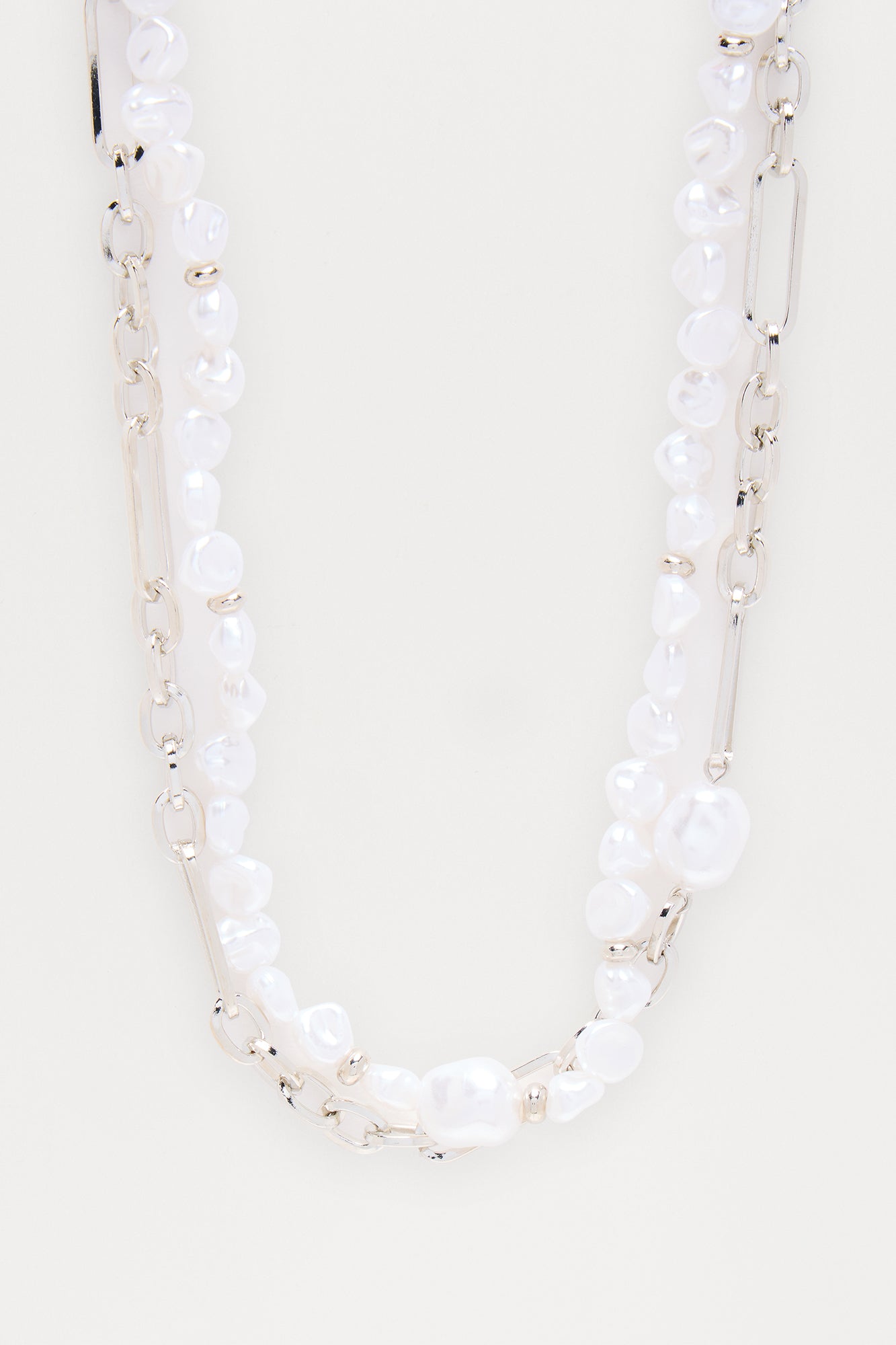 Pearly Whites Layered Necklace - Silver - Image 3