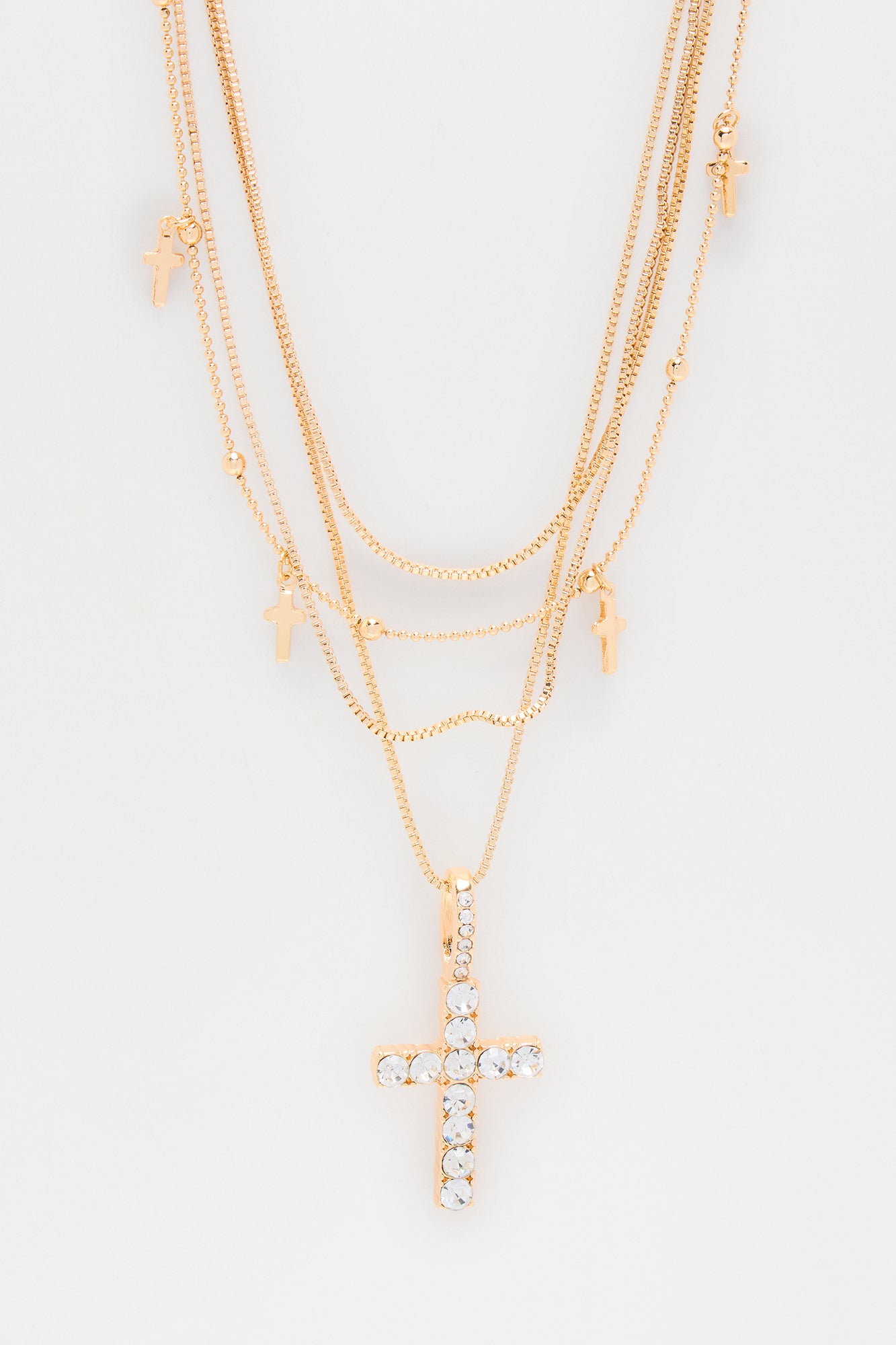 Eva Cross Layered Necklace - Gold - Image 3