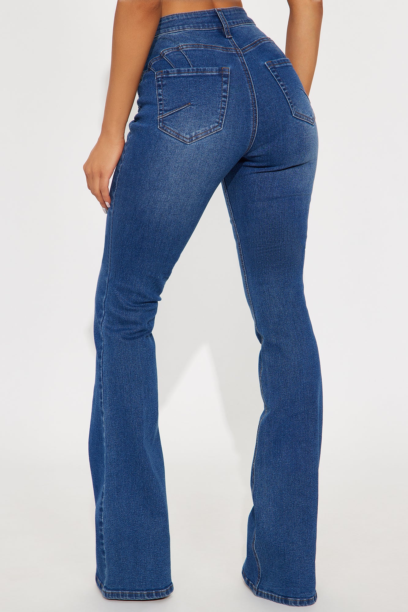 Tall Audrey Booty Lifting Stretch Flare Jeans - Dark Wash - Image 3