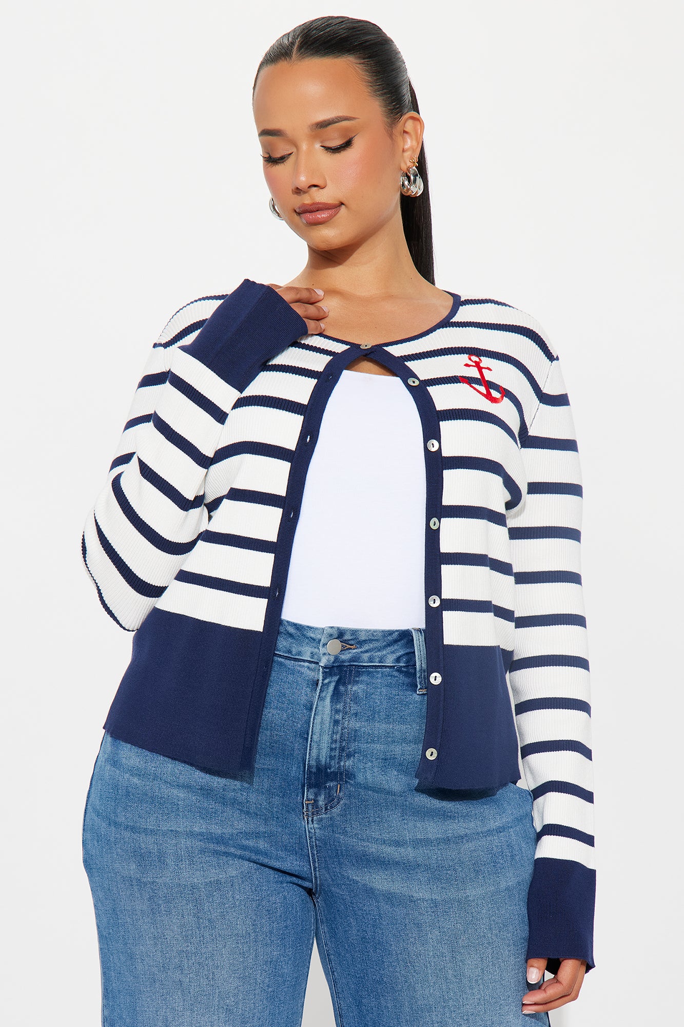Out At Sea Striped Cardigan - Navy/combo - Image 4