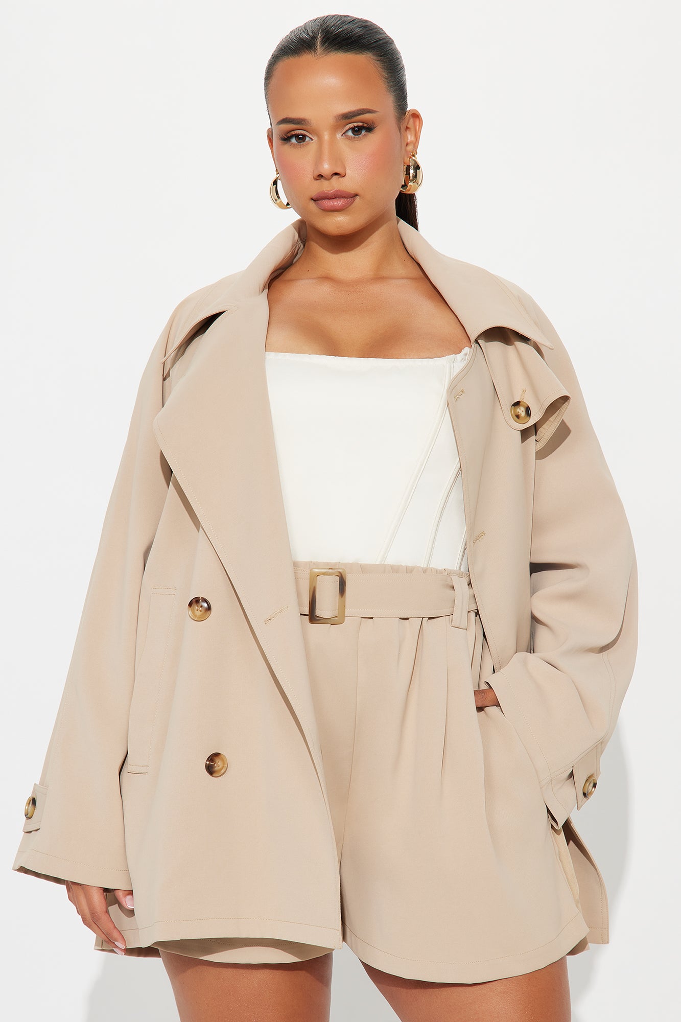 Matilda Double-Breasted Trench Coat - Tan - Image 5