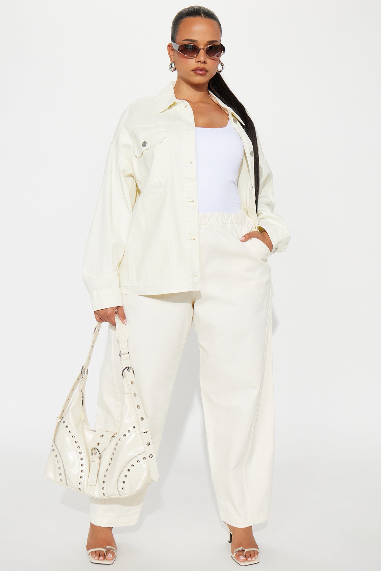Jenia Barrel Pant - Cream - Image 4