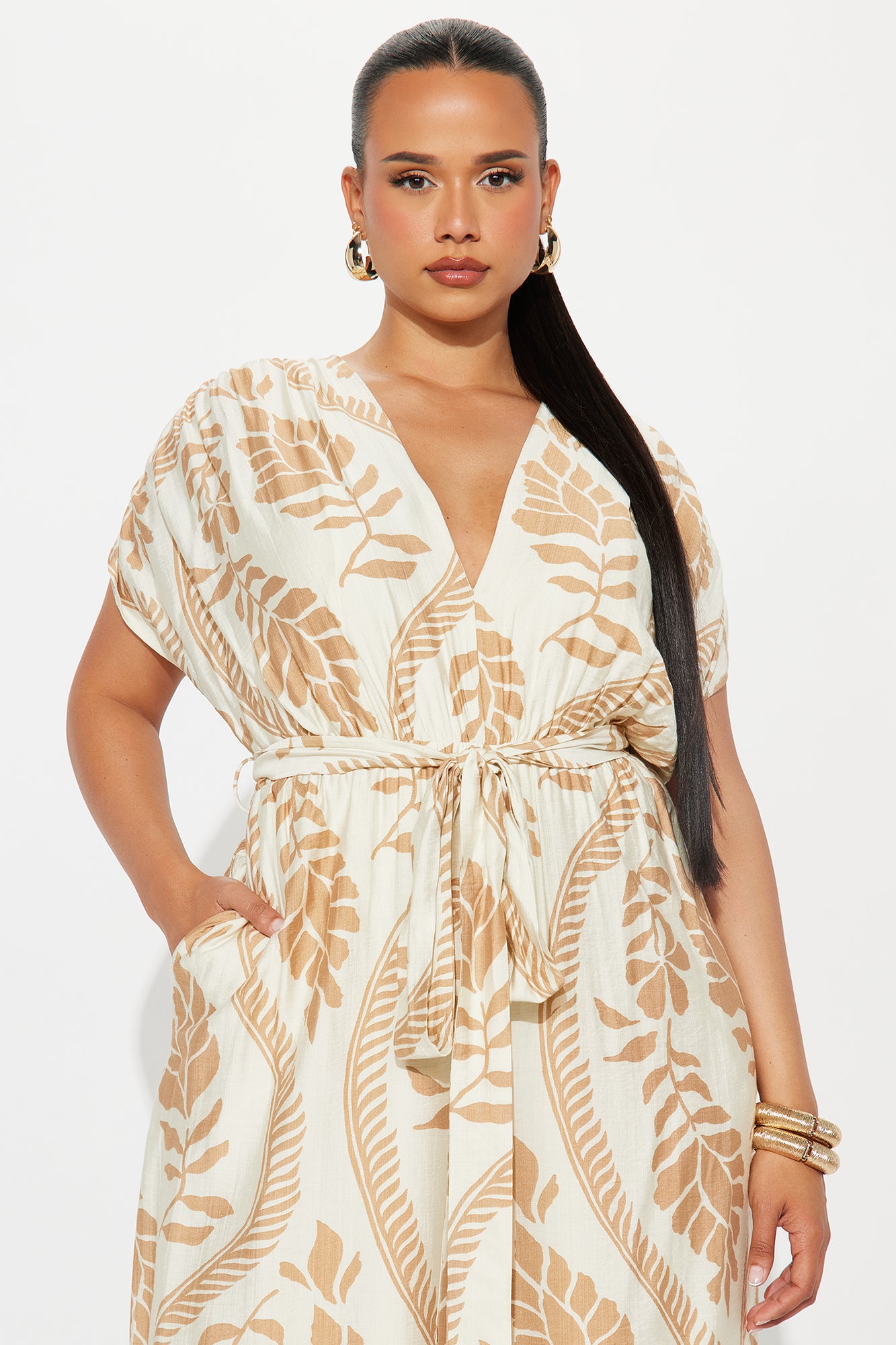 Tori Short Sleeve V-Neck Jumpsuit - Cream/combo - Image 5