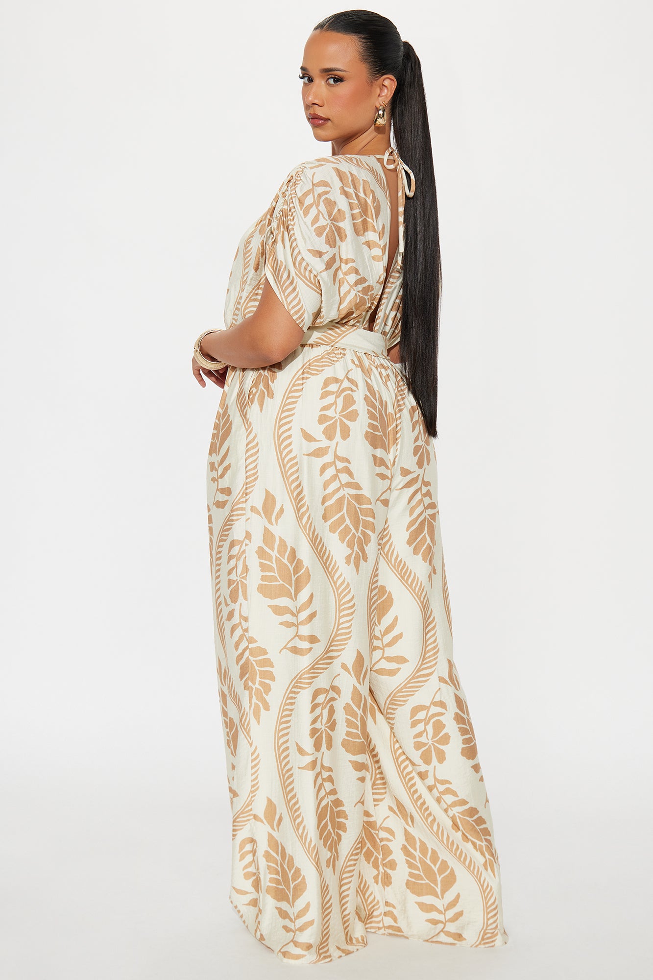 Tori Short Sleeve V-Neck Jumpsuit - Cream/combo - Image 6