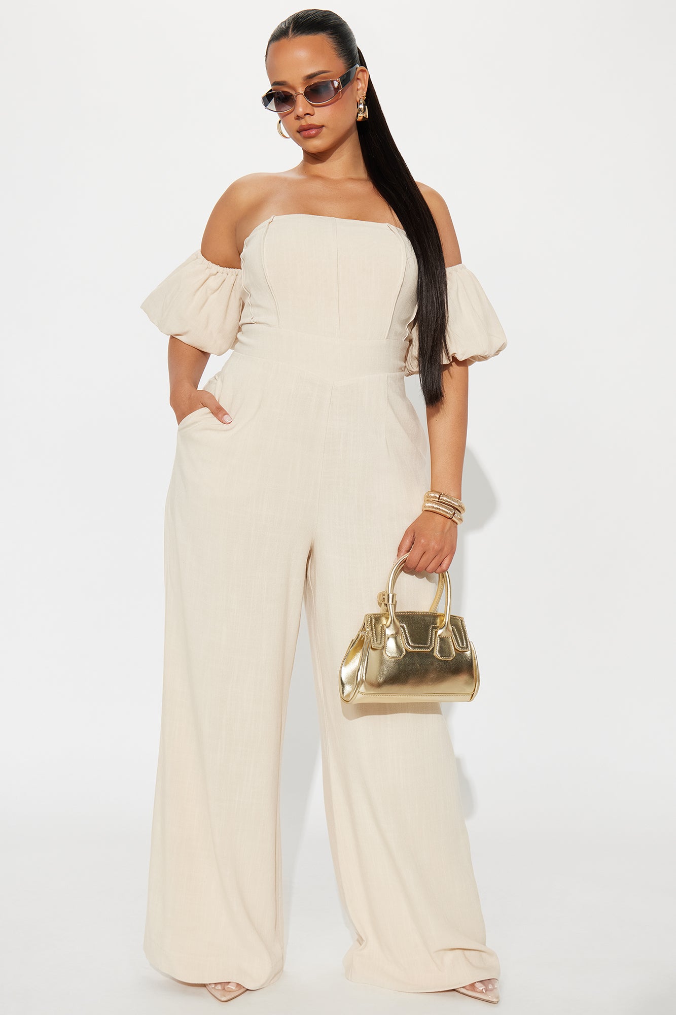 Out And About Linen Jumpsuit - Oatmeal - Image 4
