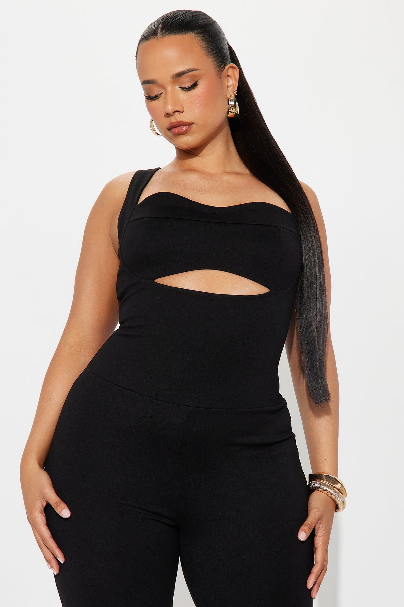 The Mia Sweetheart Ponte Jumpsuit - Black - Image 5