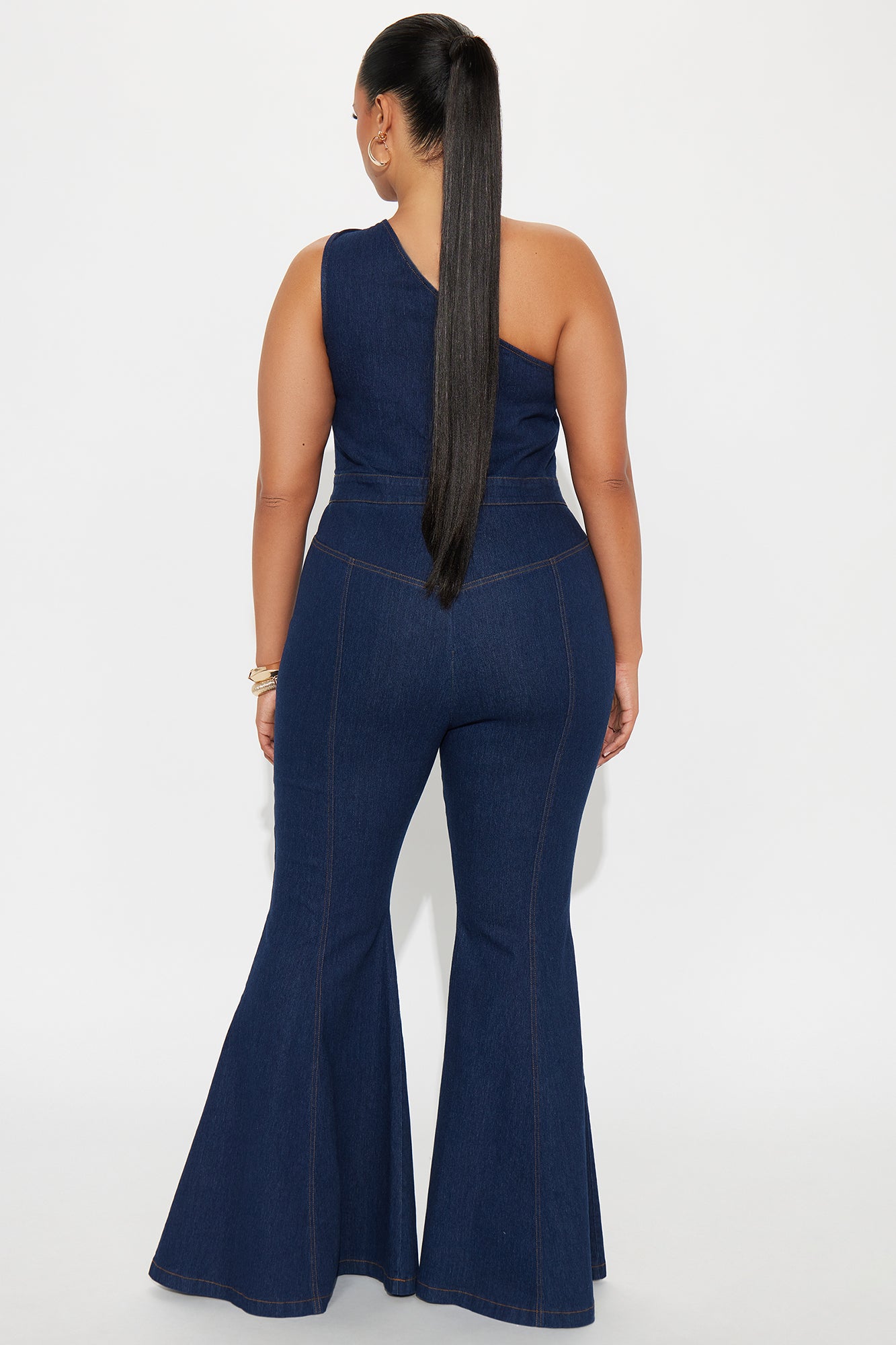 Follow My Lead Denim Flare Jumpsuit - Dark Wash - Image 6