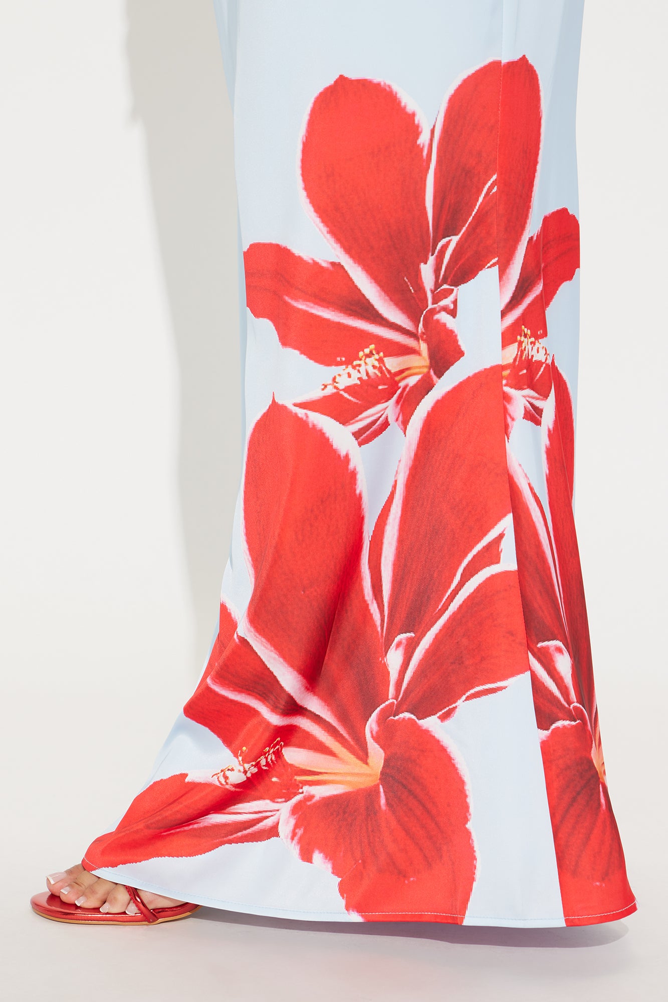 Talia Satin Floral Maxi Skirt - Blue/combo - Image 6