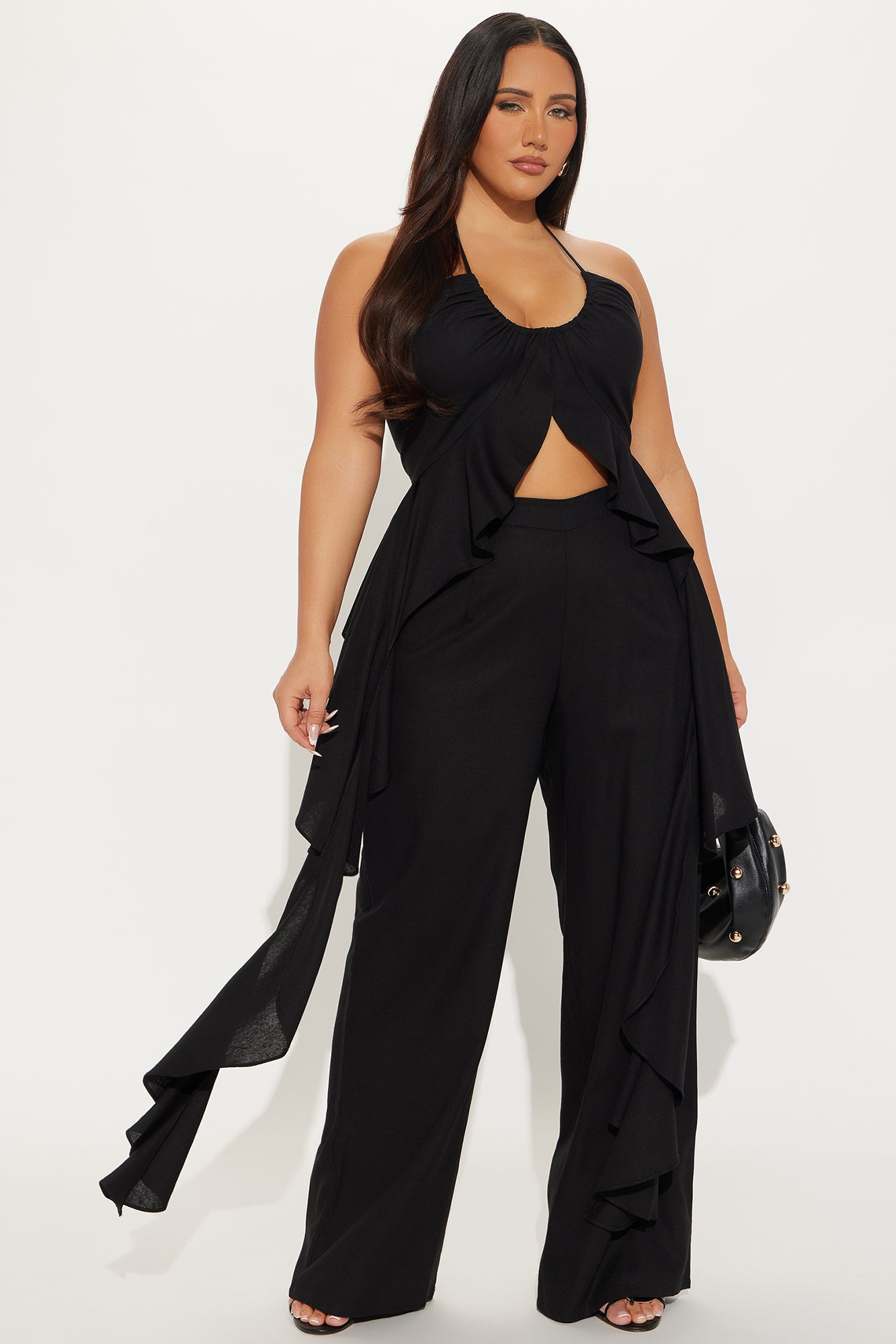 Crystal Shores Flowy Linen Pant Set - Black - Image 4