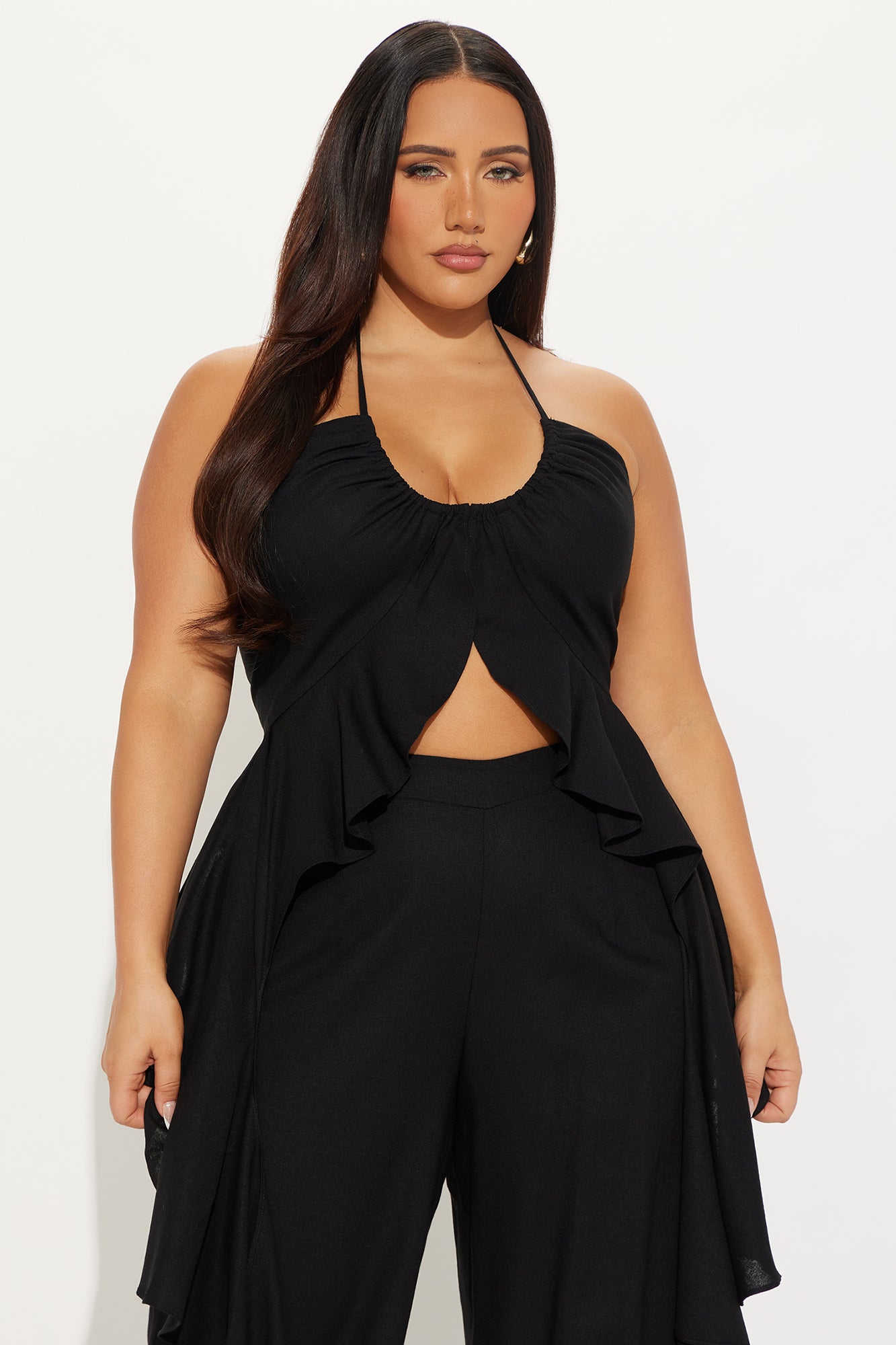 Crystal Shores Flowy Linen Pant Set - Black - Image 5