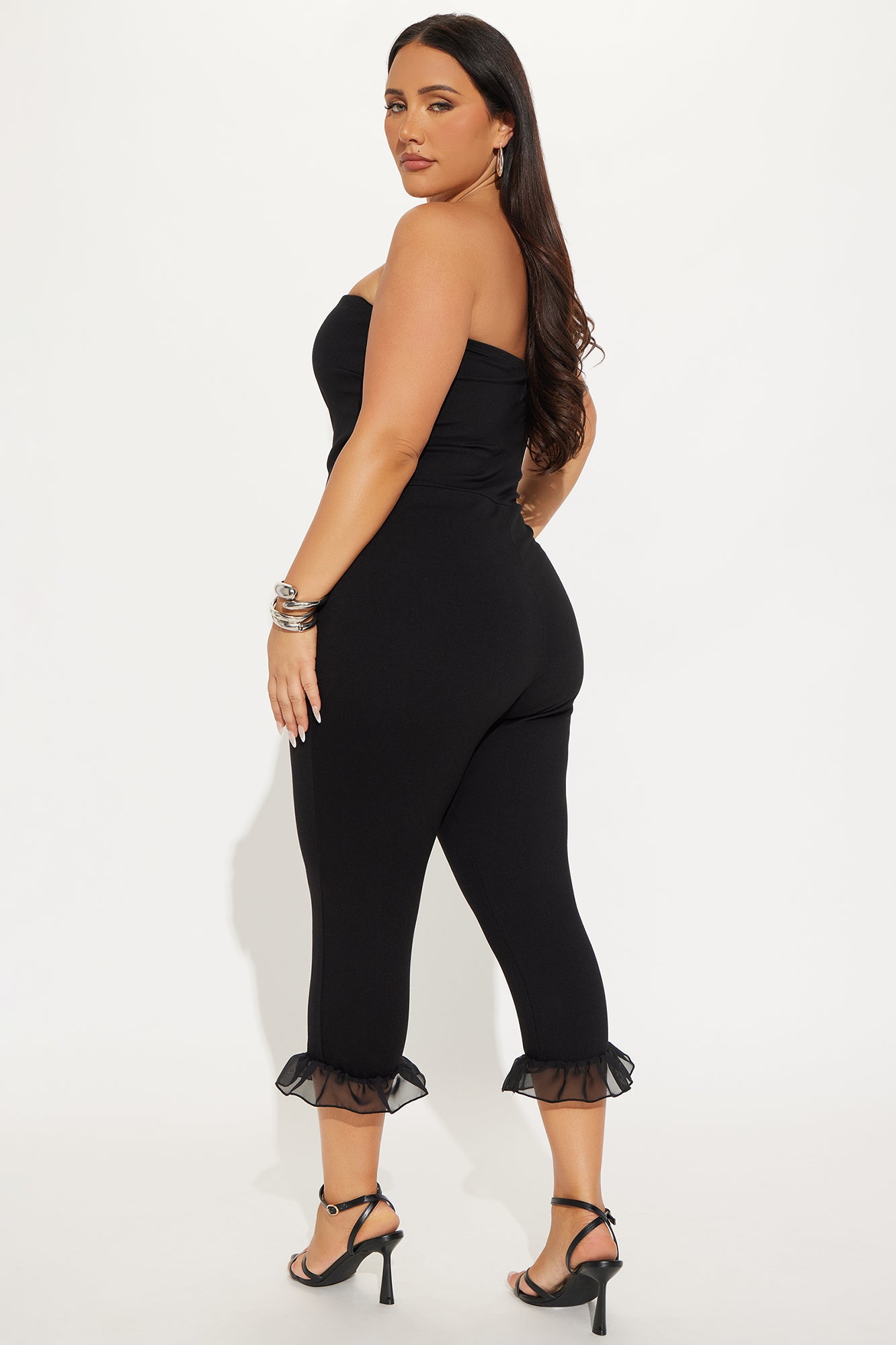 Charlotte Ruffle Capri Jumpsuit - Black - Image 6