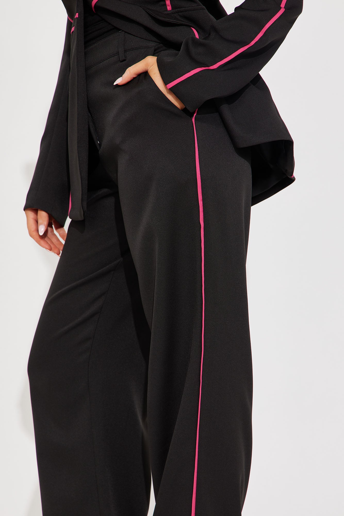 Miss Executive Blazer Pant Set - Black/Pink - Image 4
