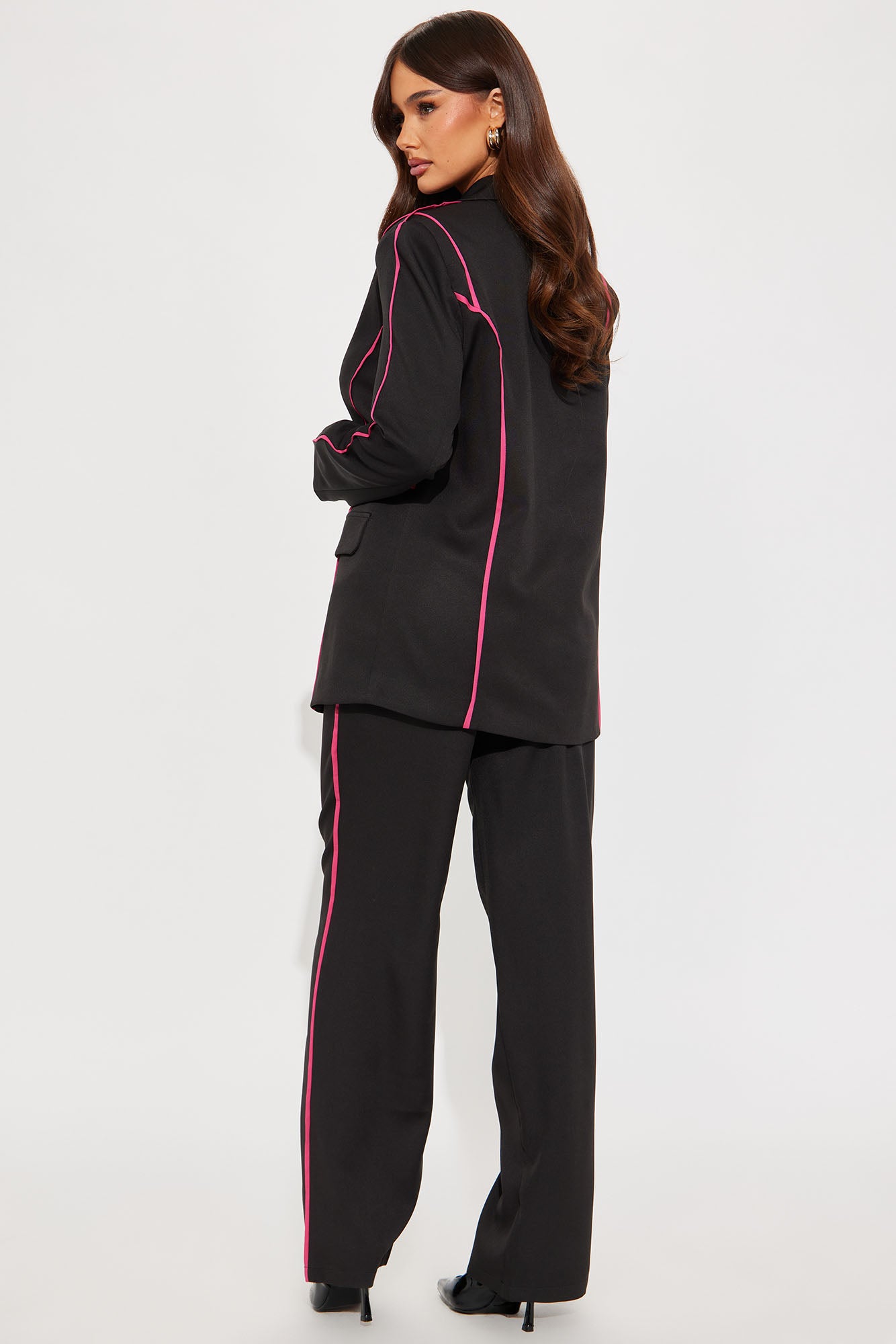 Miss Executive Blazer Pant Set - Black/Pink - Image 5