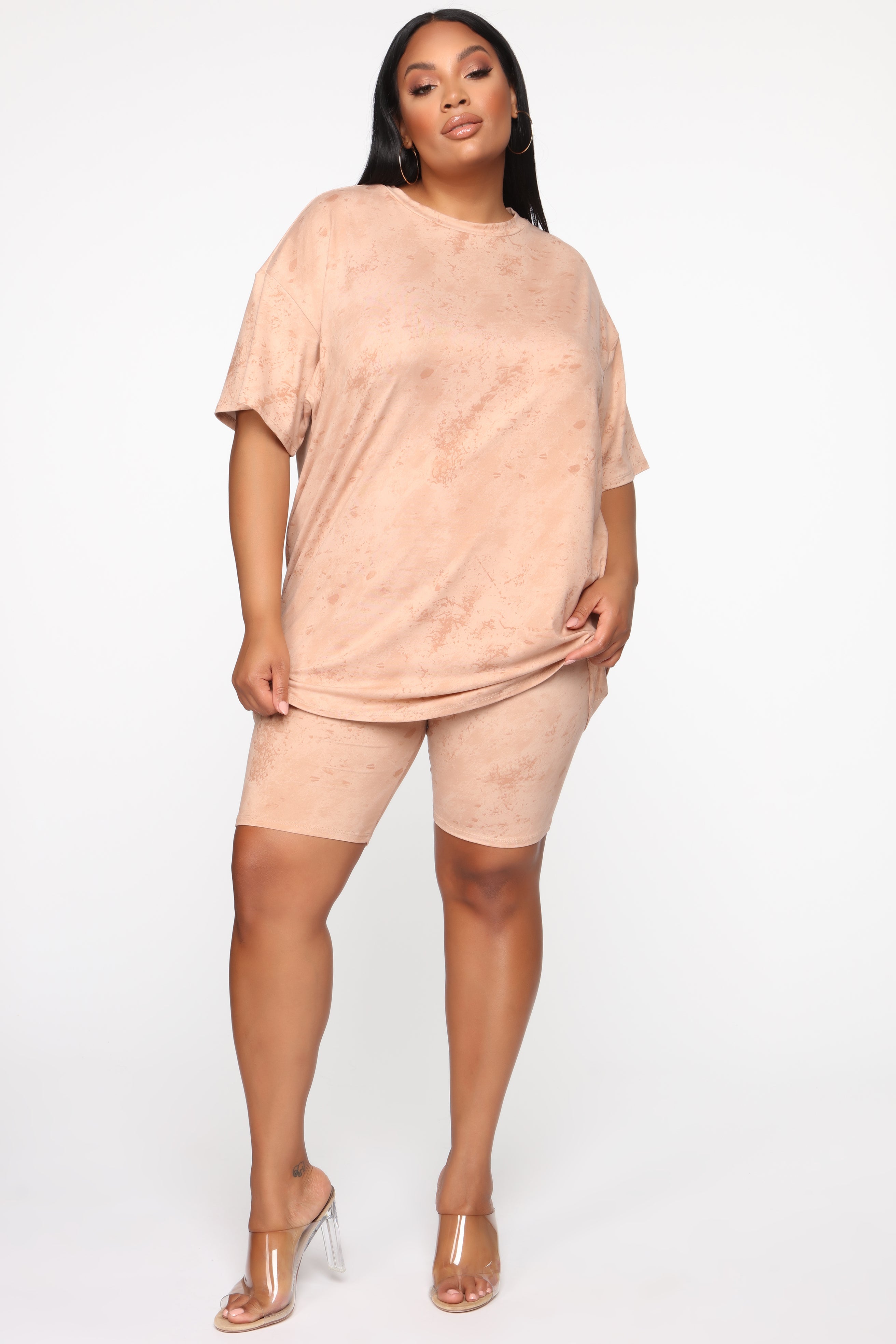Chelsea Biker Short Set - Taupe - Image 11