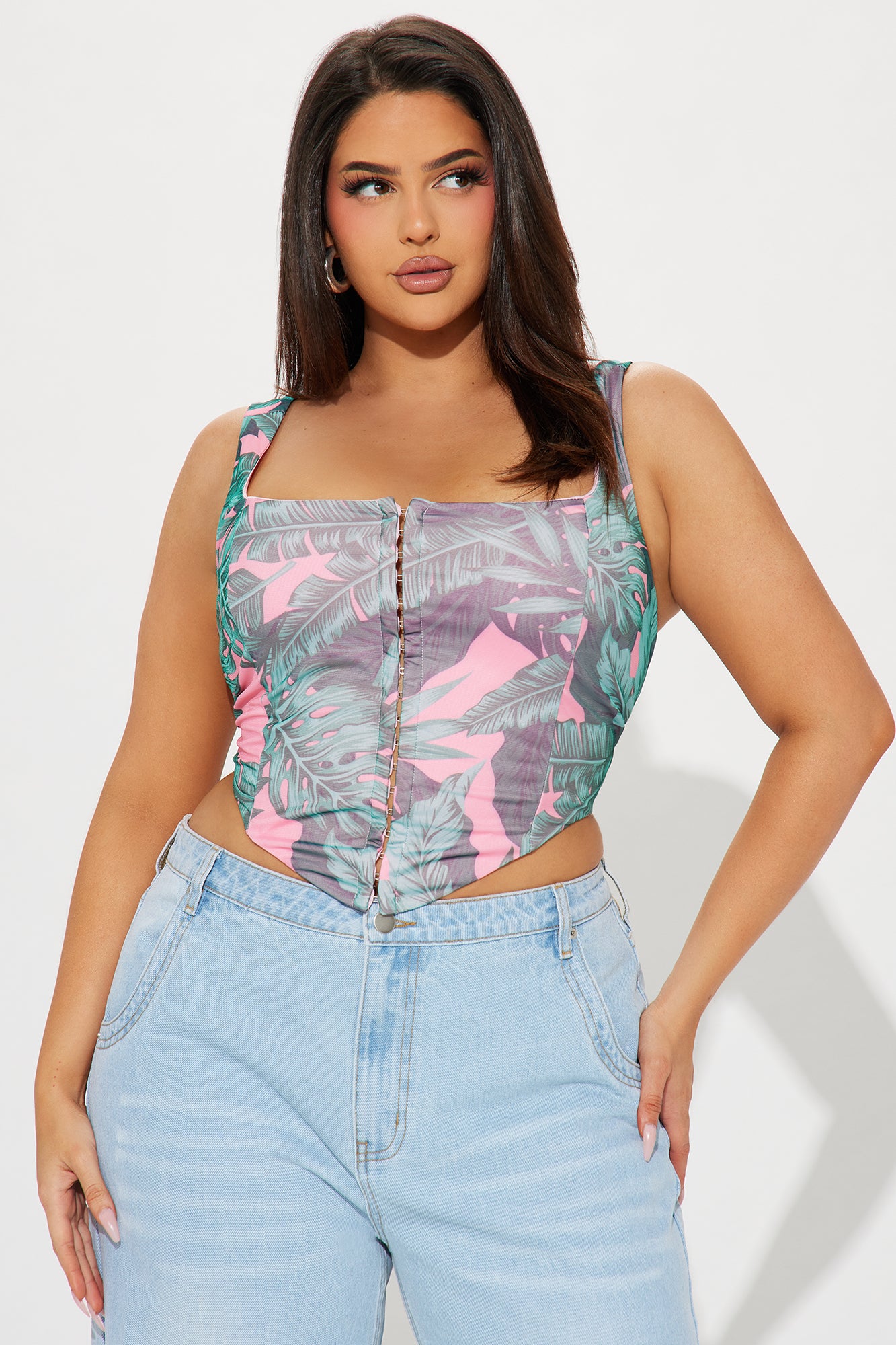 Summer Fling Mesh Corset Top - Pink/combo - Image 4
