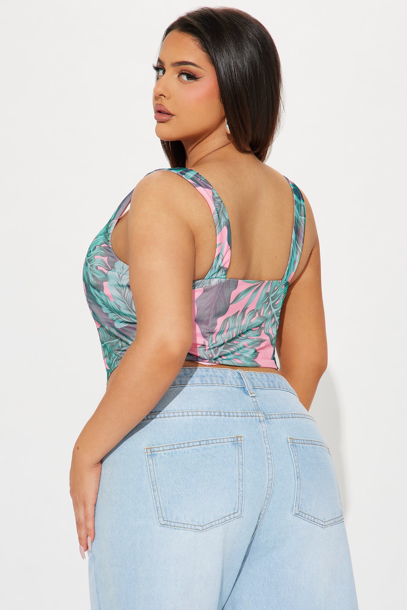 Summer Fling Mesh Corset Top - Pink/combo - Image 6