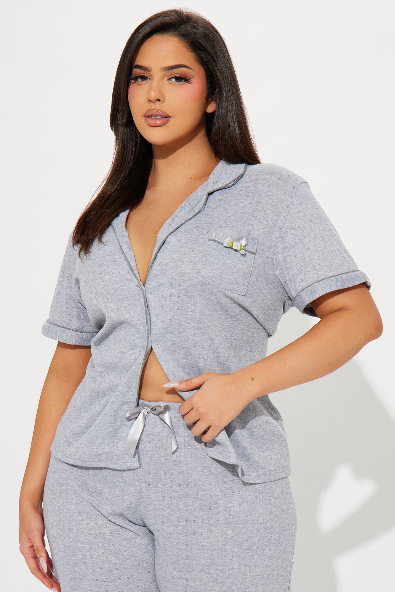 Sweetie Dreamy Pointelle PJ Pant Set - Grey - Image 5