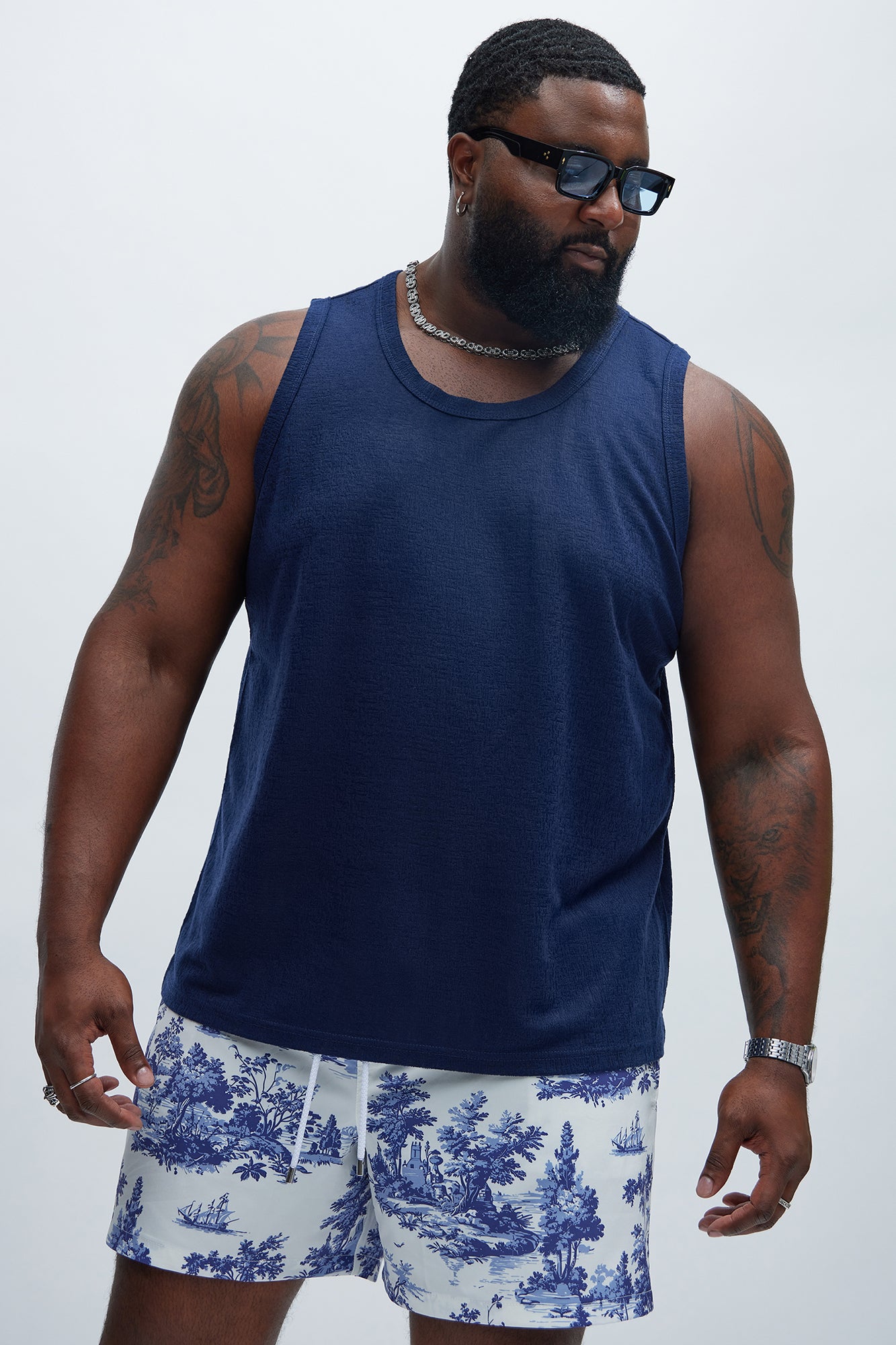 Henrik Textured Tank - Navy - Image 5