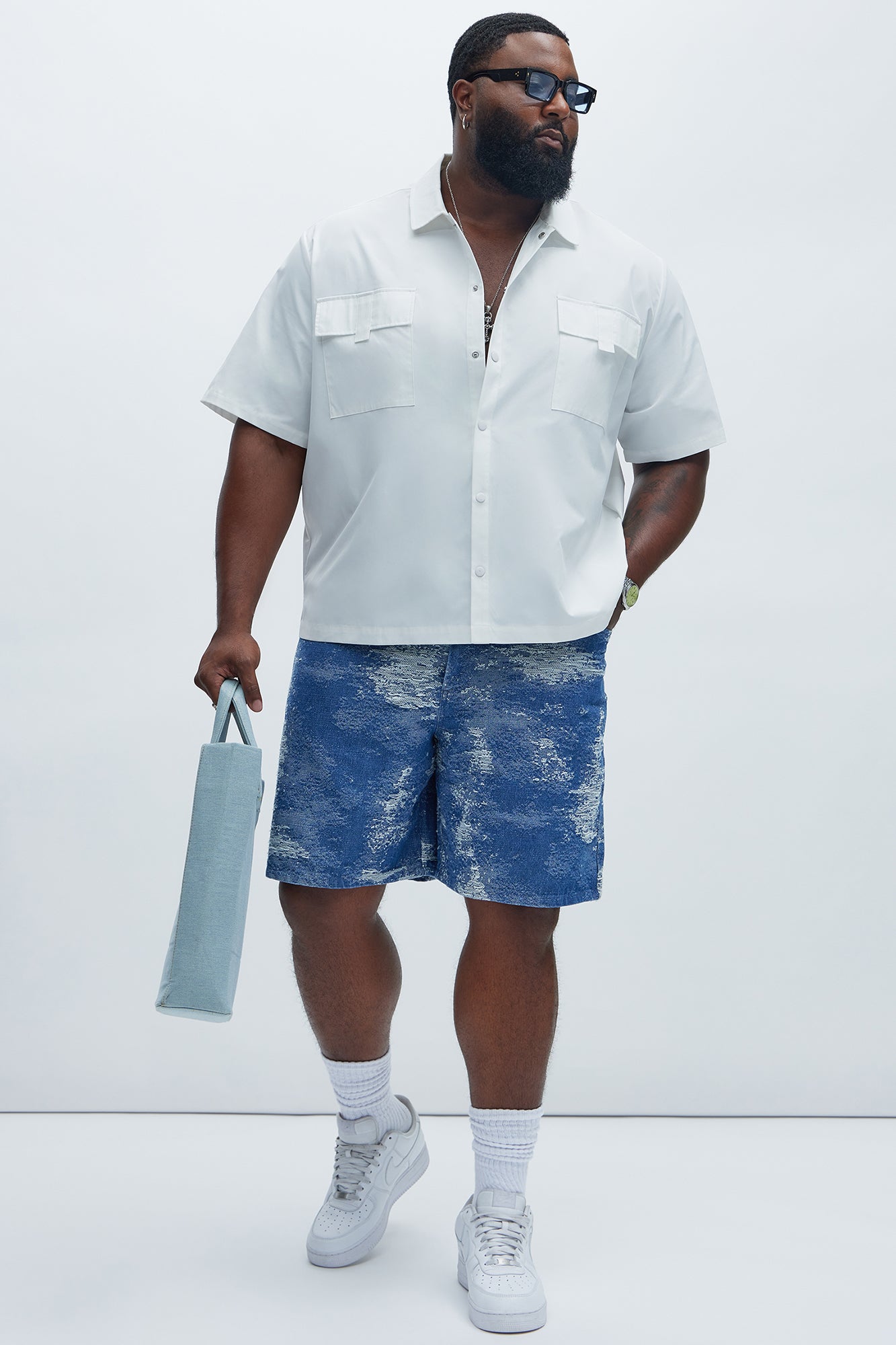 Cloud 9 Textured Relaxed Shorts - Light Blue - Image 6