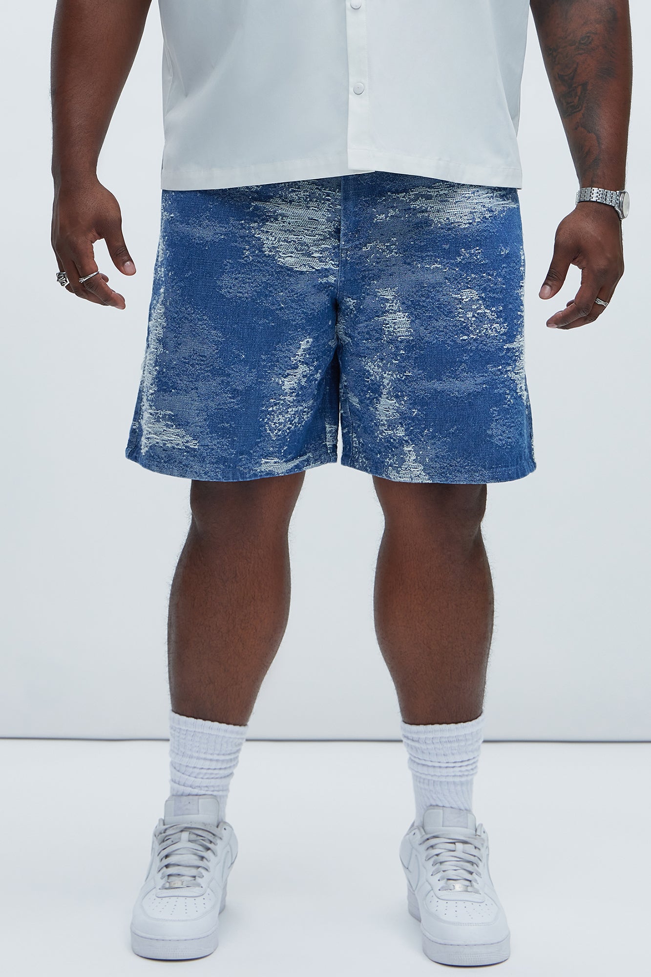 Cloud 9 Textured Relaxed Shorts - Light Blue - Image 5