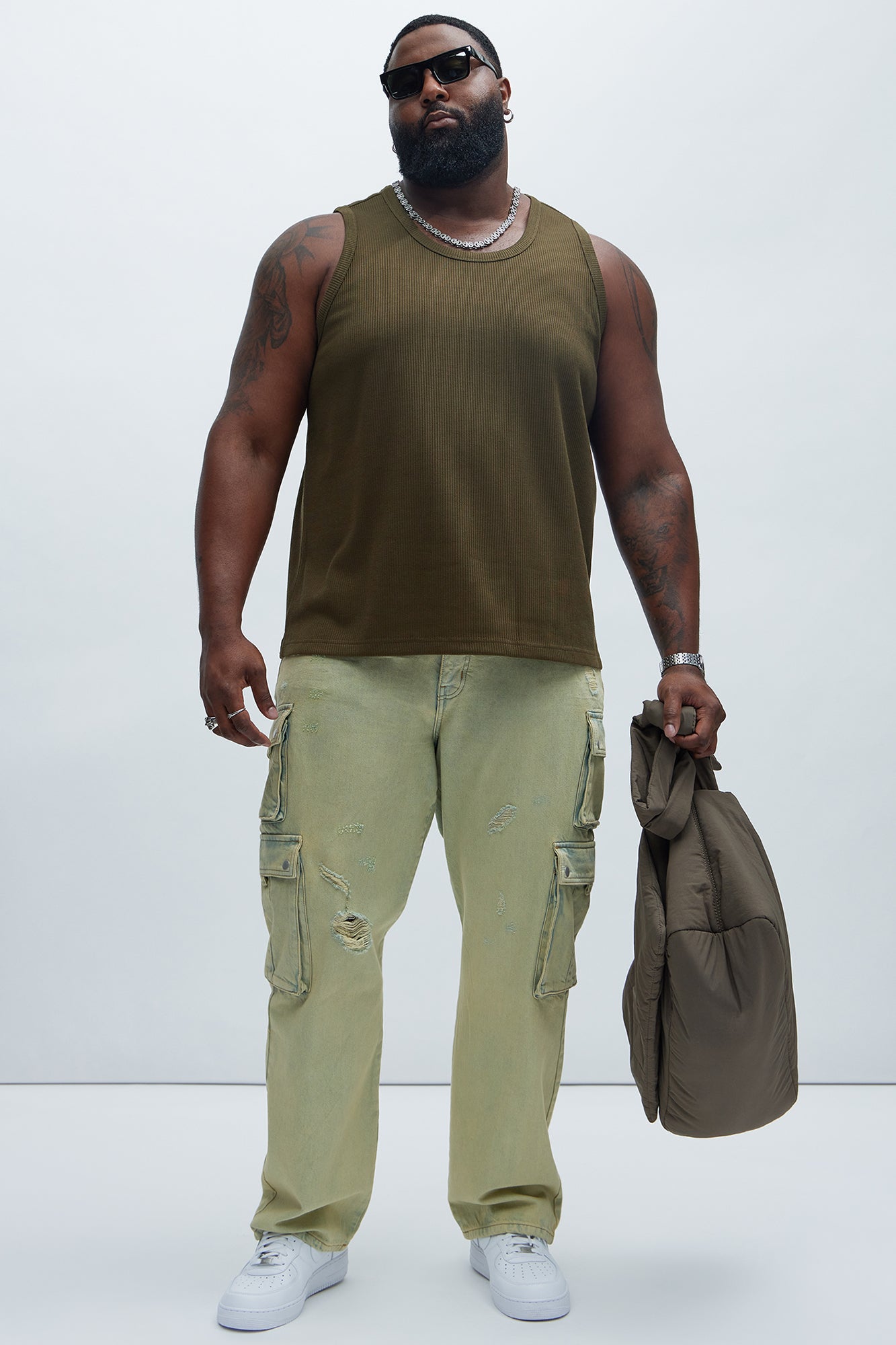 Kalel Textured Tank Top - Olive - Image 6