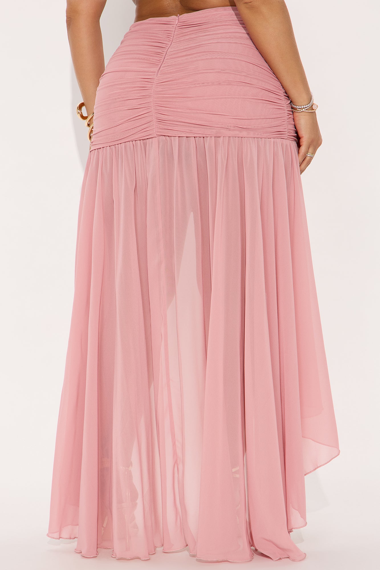 Aria Asymmetrical High Low Maxi Skirt - Mauve - Image 3