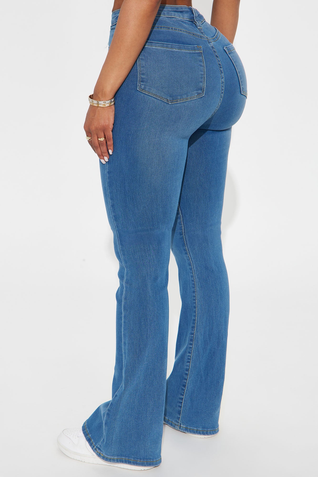 Soul Searching High Rise Flare Jeans - Medium Blue Wash - Image 3