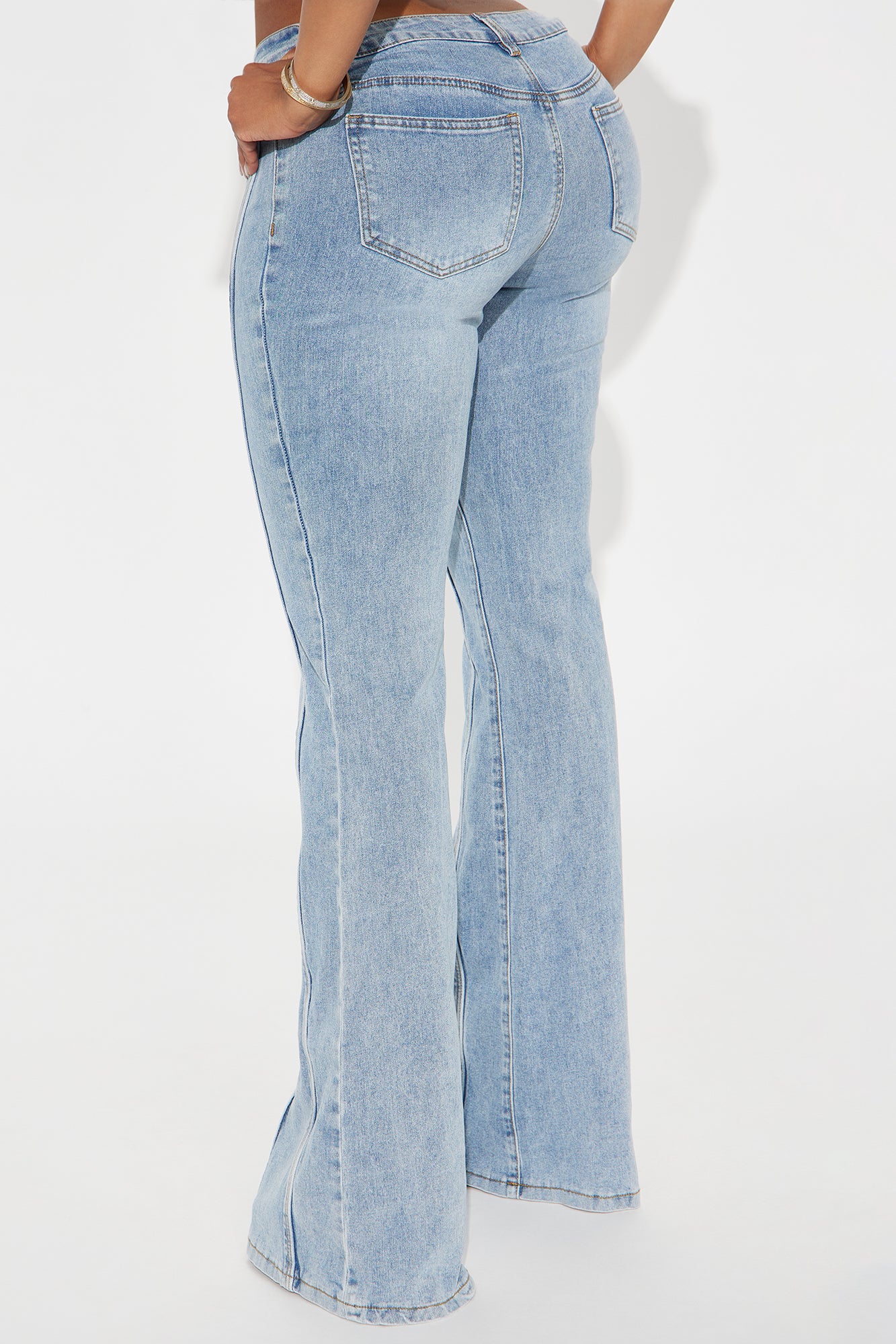 Brooke Low Rise Stretch Flare Jeans - Light Wash - Image 3