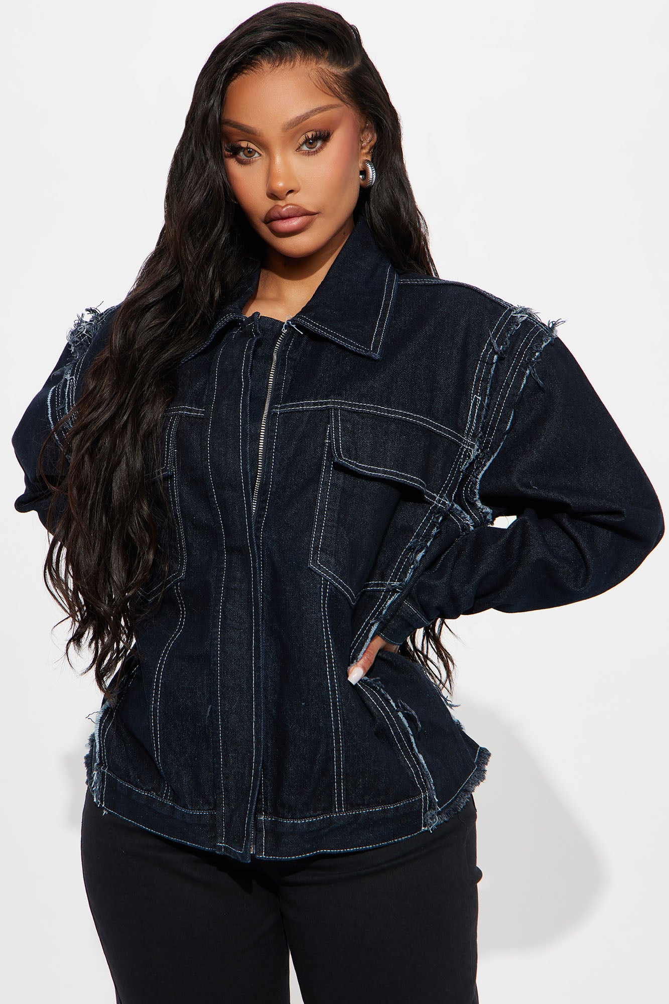 Joanne Boxy Denim Jacket - Rinse Blue Wash - Image 3