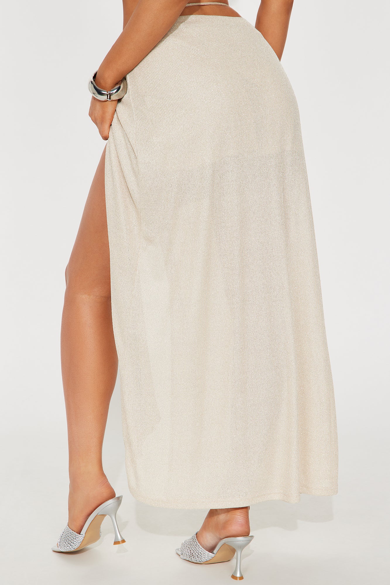 Allegra Shine Wrap Midi Skirt - Gold - Image 3