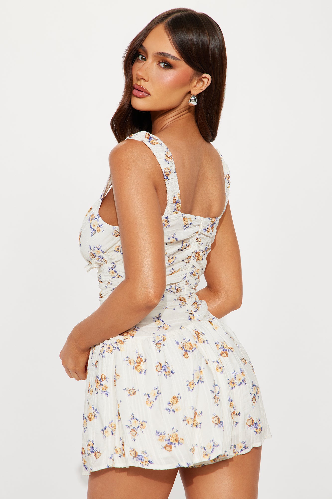 Justine Jacquard Floral Romper - Cream/combo - Image 3