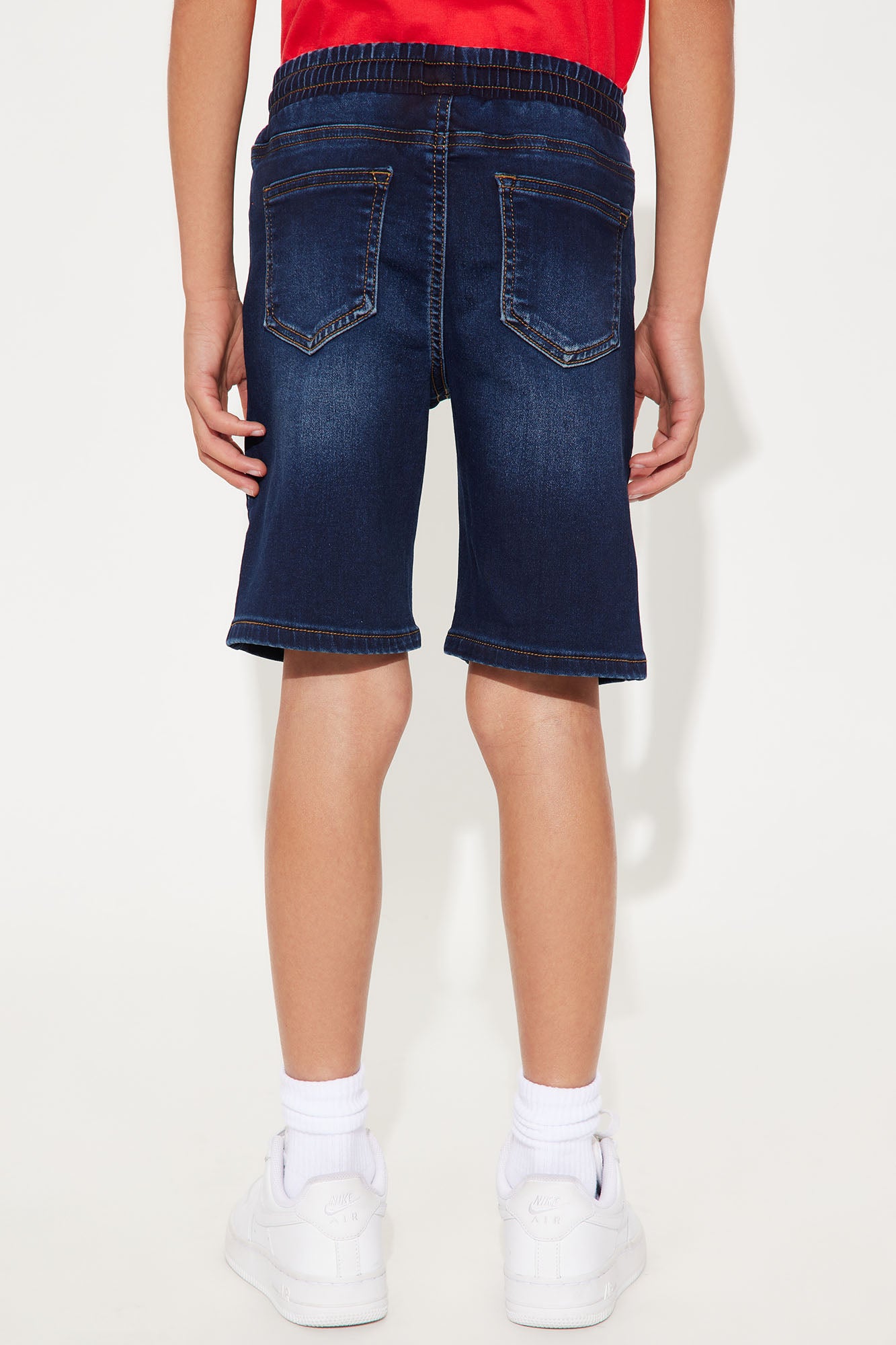 Mini Staying Relaxed Knit Denim Shorts - Dark Wash - Image 3