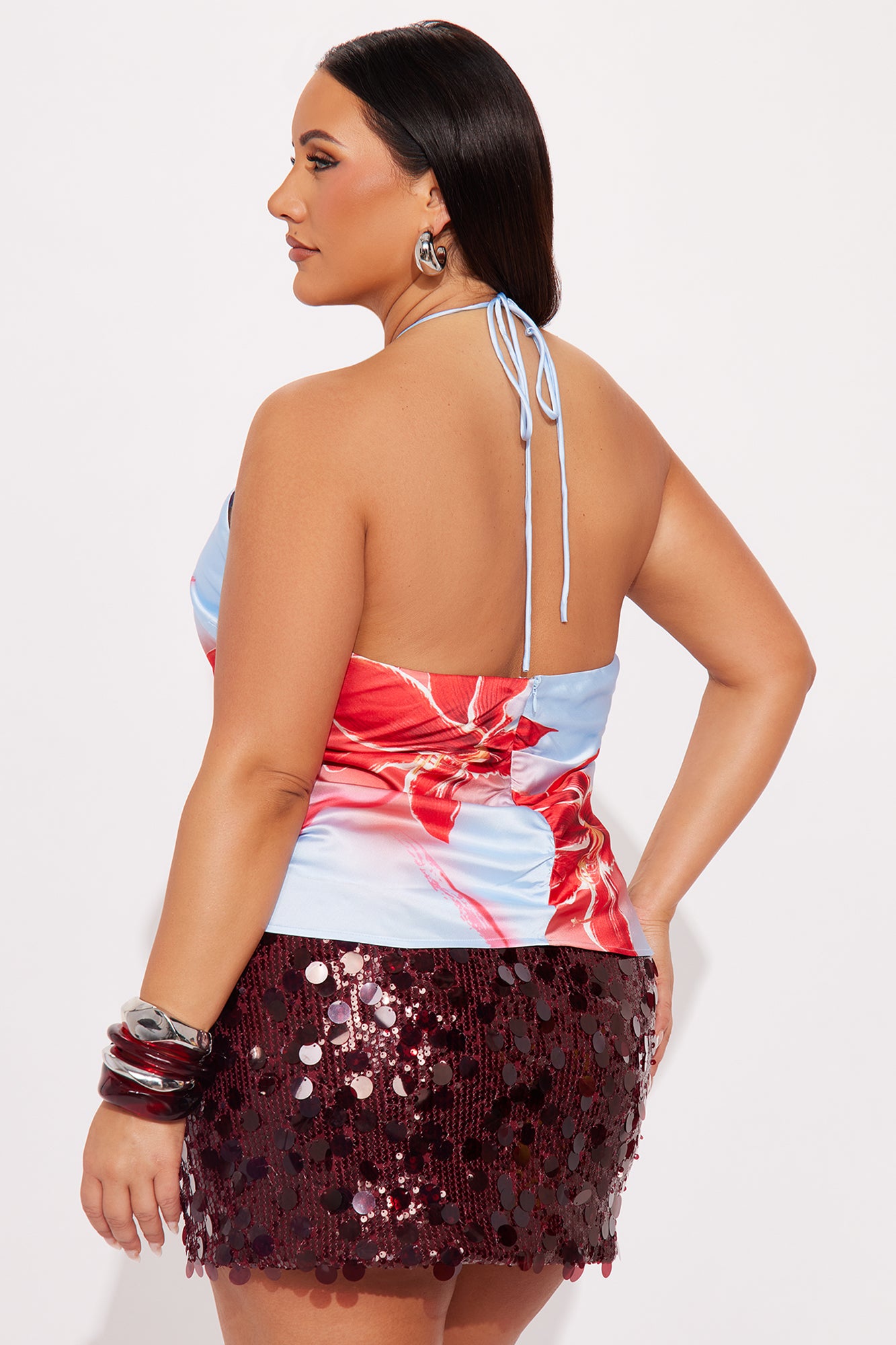In Full Bloom Floral Halter Top - Blue/combo - Image 6