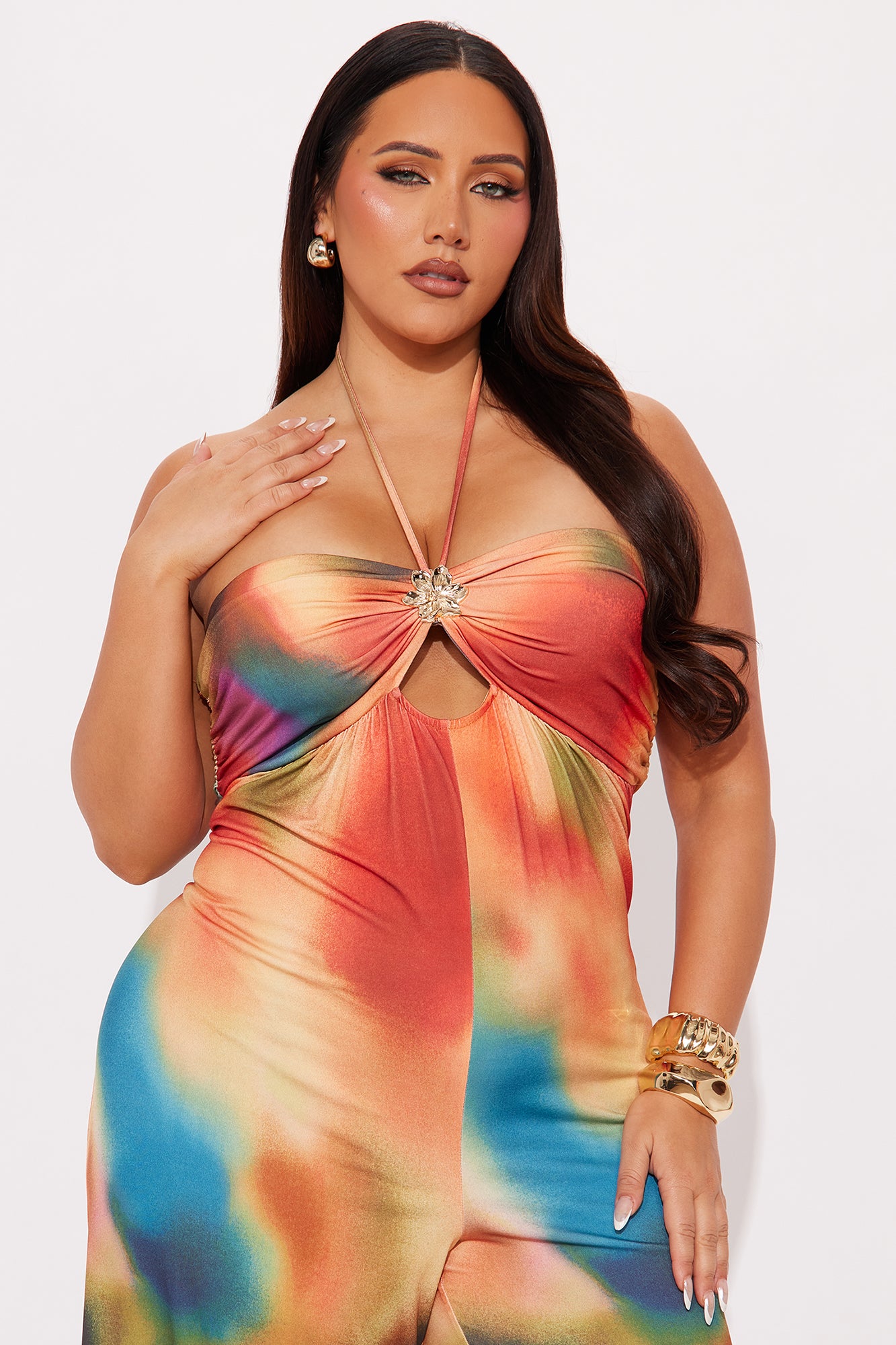 Soaking In The Rays Halter Jumpsuit - Orange/combo - Image 5