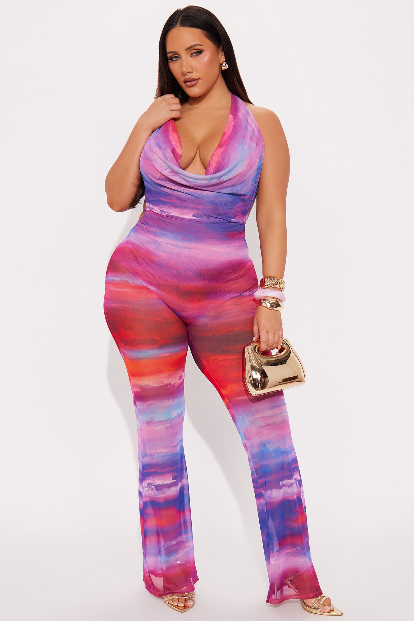 Danielle Ombre Mesh Jumpsuit - Purple/combo - Image 4