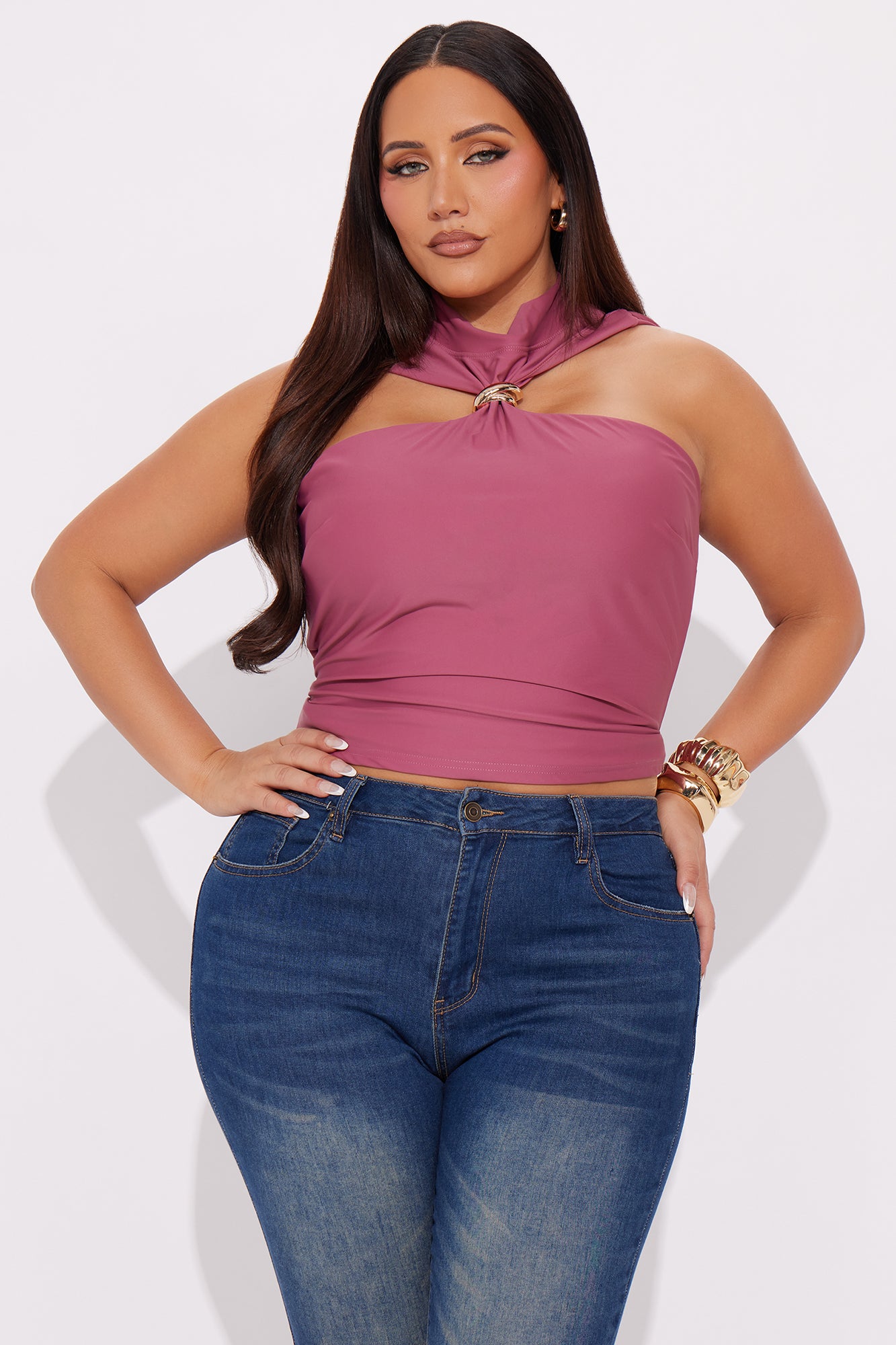 Noticed Class Mock Neck Top - Plum - Image 4