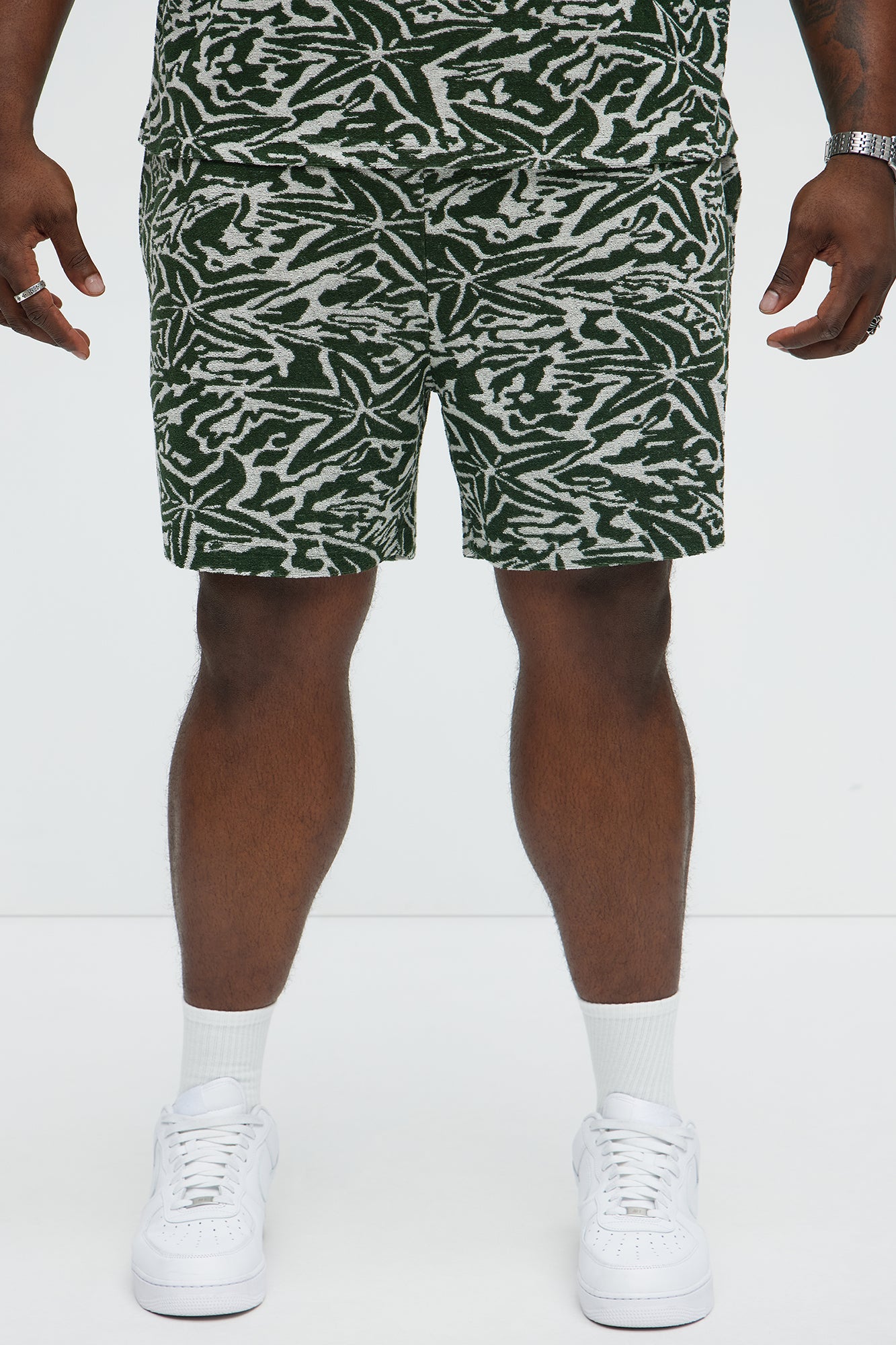 By The Sea Textured Knit Shorts - Green/combo - Image 5