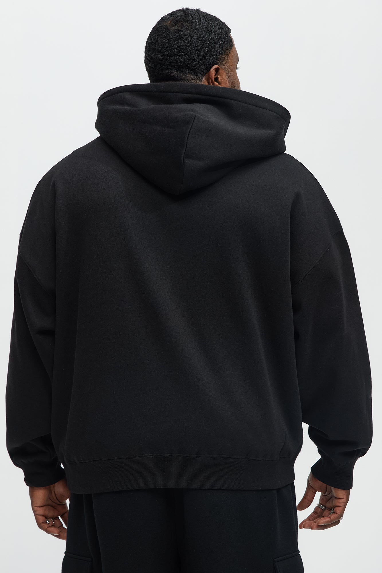 Tyson Oversized Heavyweight Quarter Zip Hoodie - Black - Image 7
