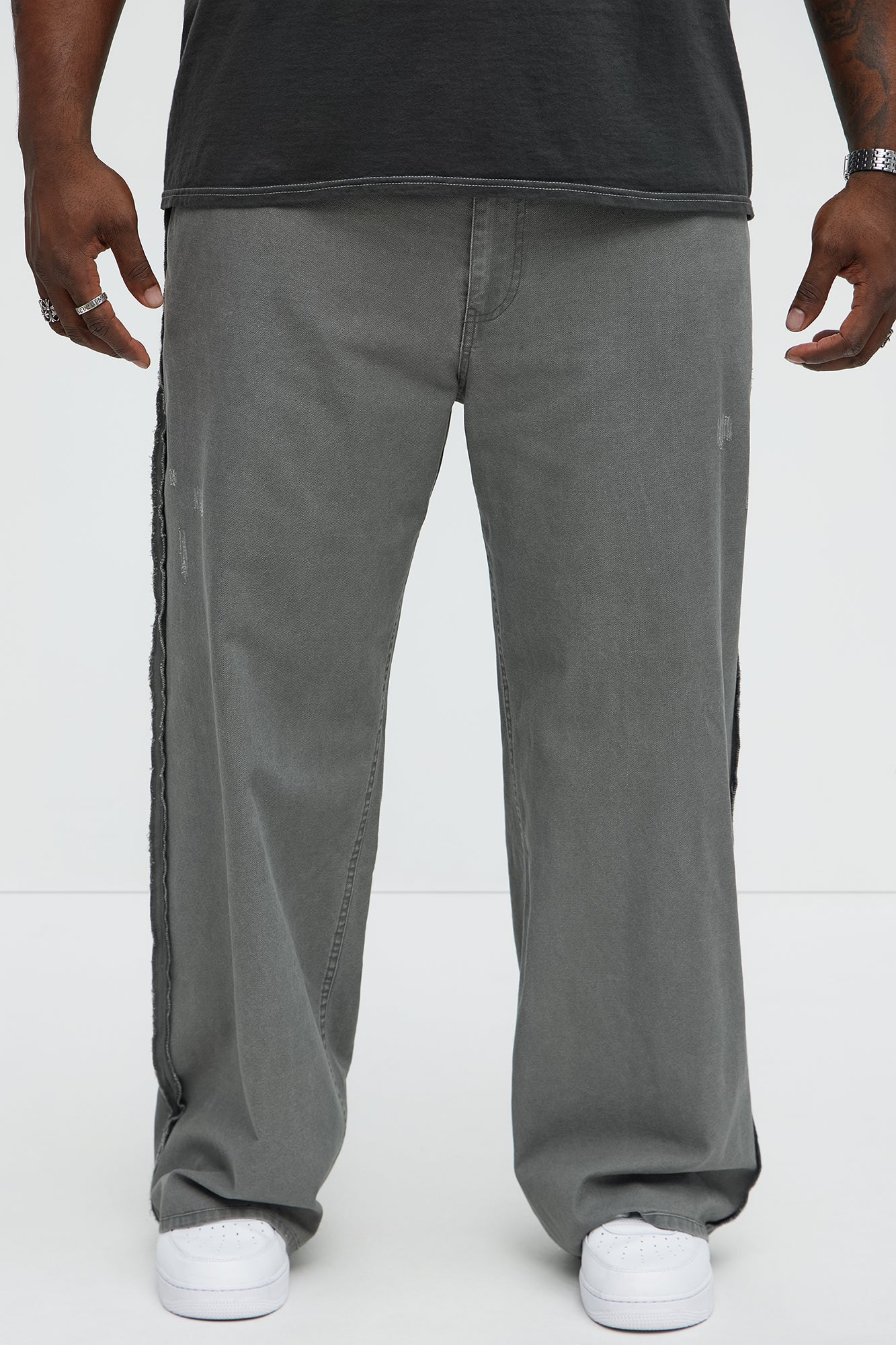 Inside Out Distressed Baggy Pants - Grey - Image 5