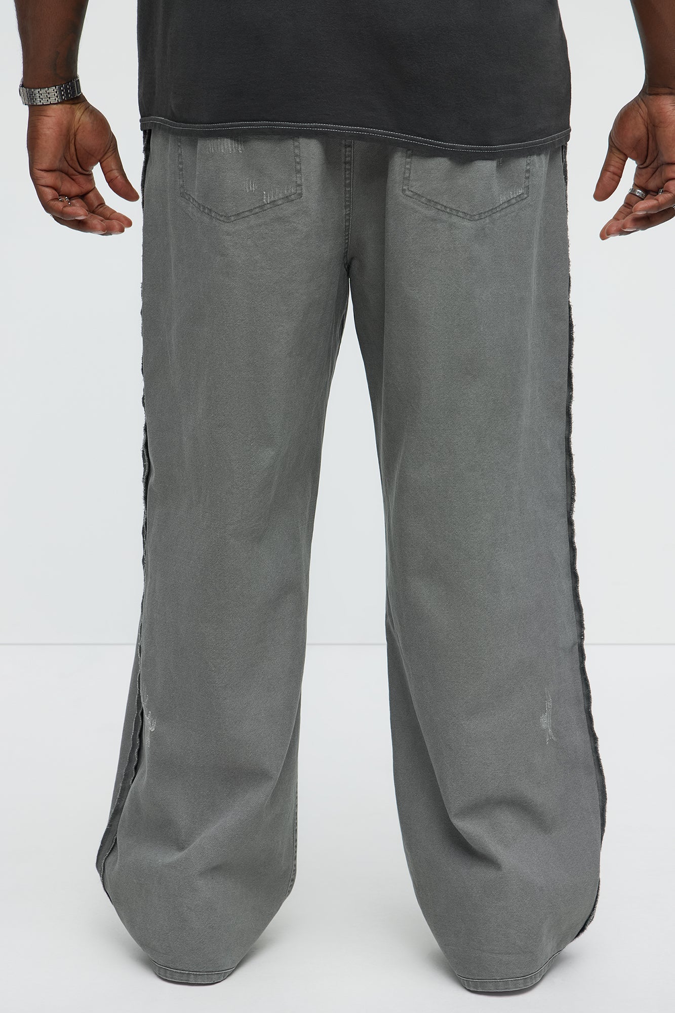 Inside Out Distressed Baggy Pants - Grey - Image 8