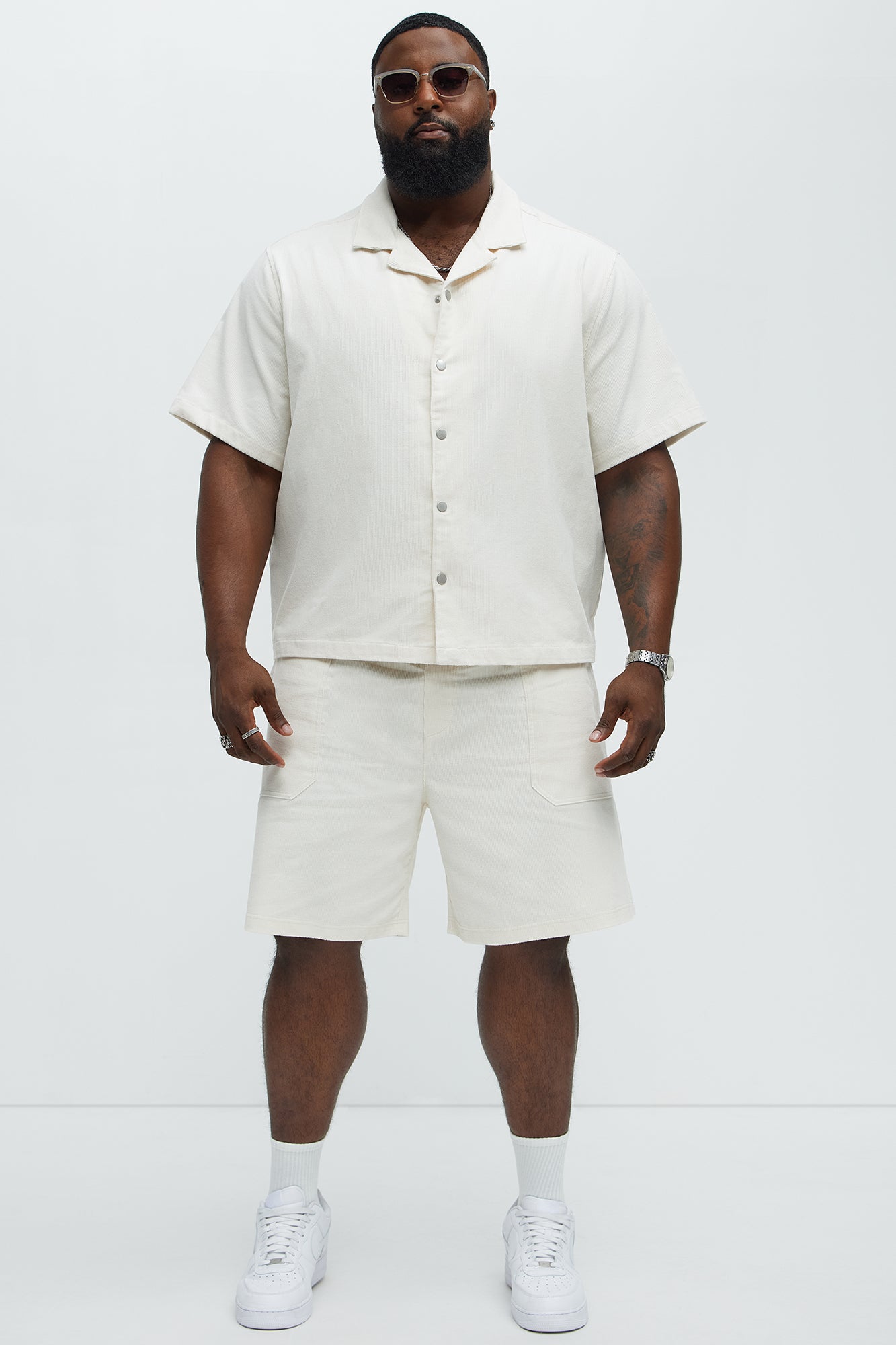 Michigan Corduroy Relaxed Shorts - Off White - Image 6