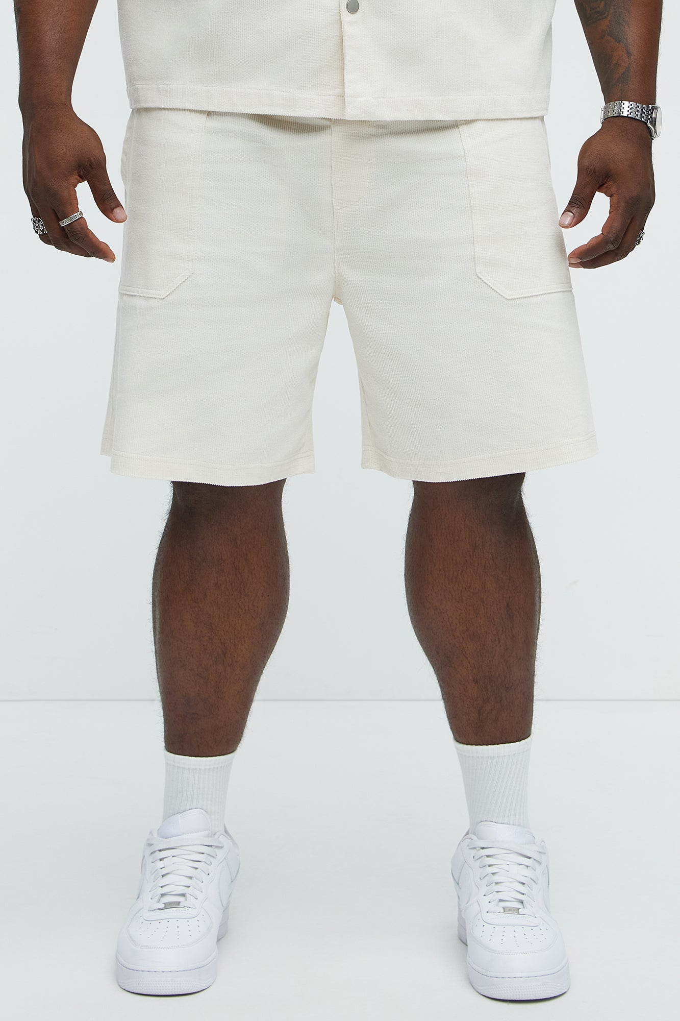 Michigan Corduroy Relaxed Shorts - Off White - Image 5