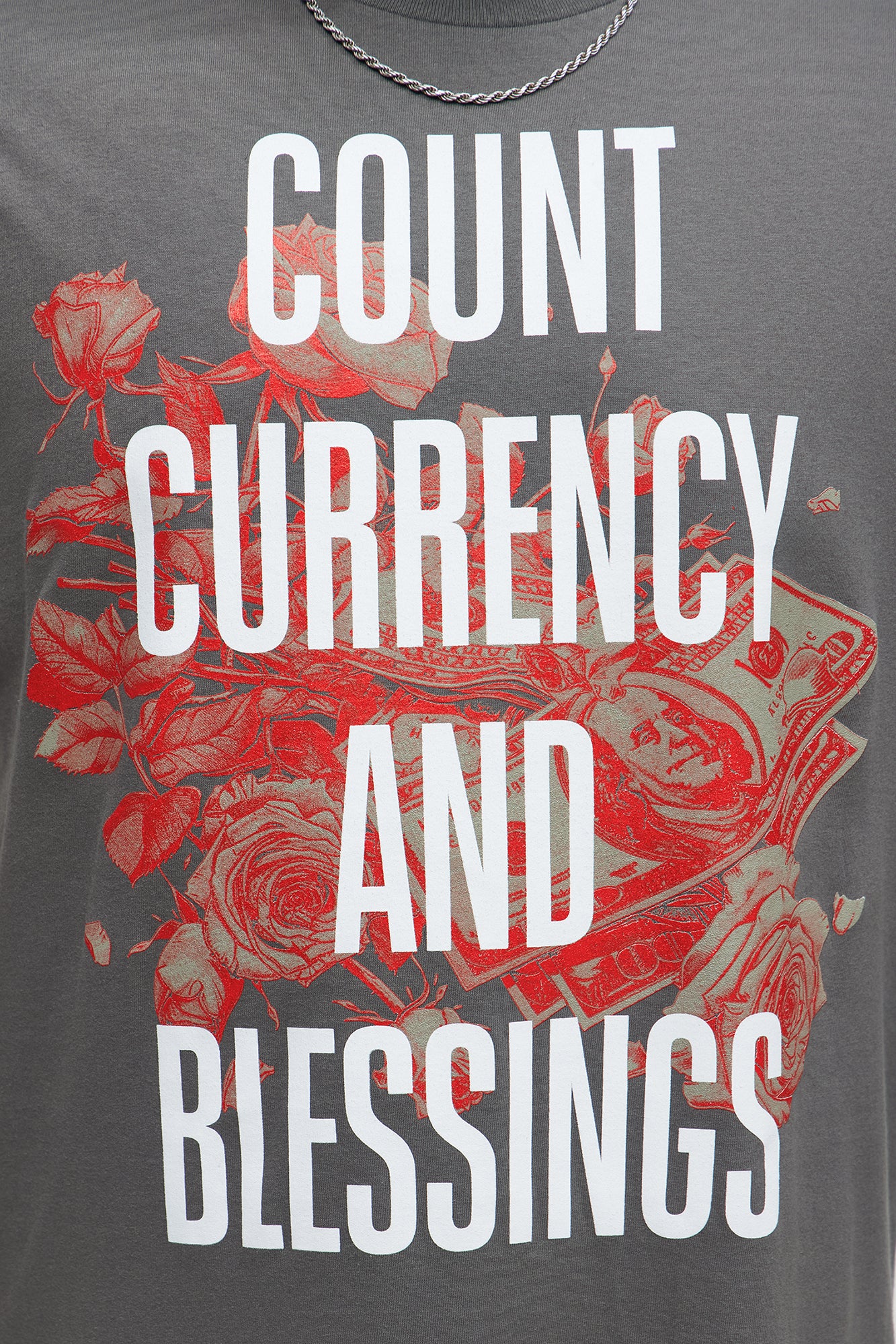 Count Currency And Blessings Short Sleeve Tee - Charcoal - Image 6